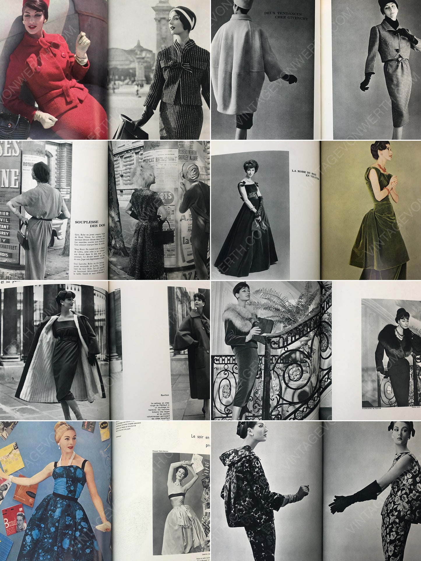 Bound Vintage Fashion Magazine Issues - L'OFFICIEL & FEMME CHIC 1957 1958