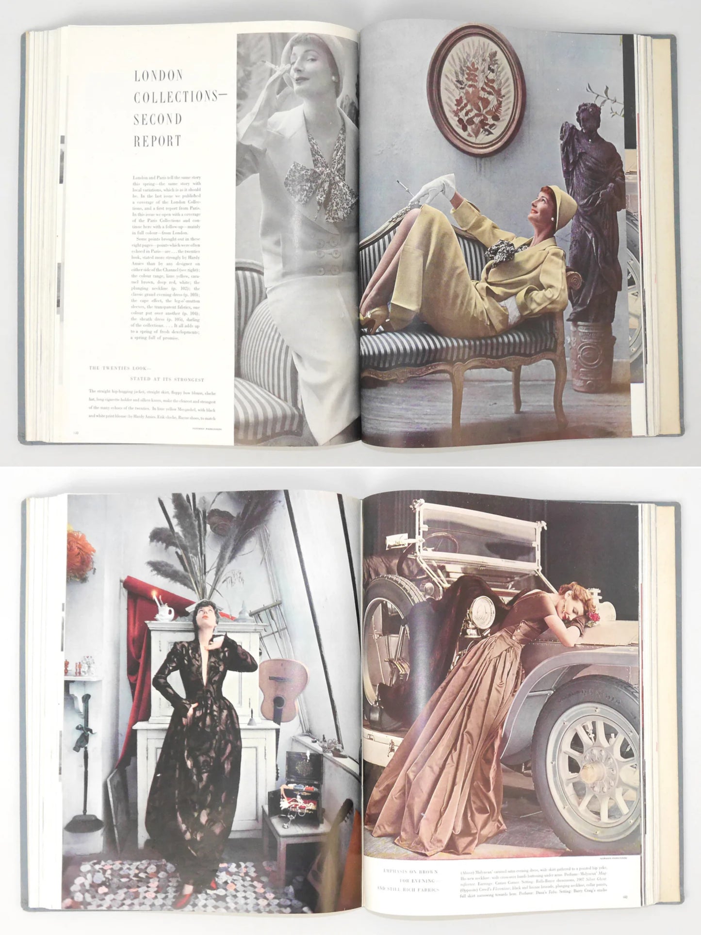 Bound Vintage Fashion Magazine Issues - VOGUE UK 1949 & 1950, FIGARO Germany 1950