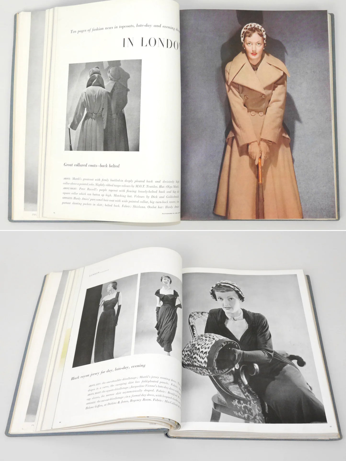 Bound Vintage Fashion Magazine Issues - VOGUE UK 1949 & 1950, FIGARO Germany 1950