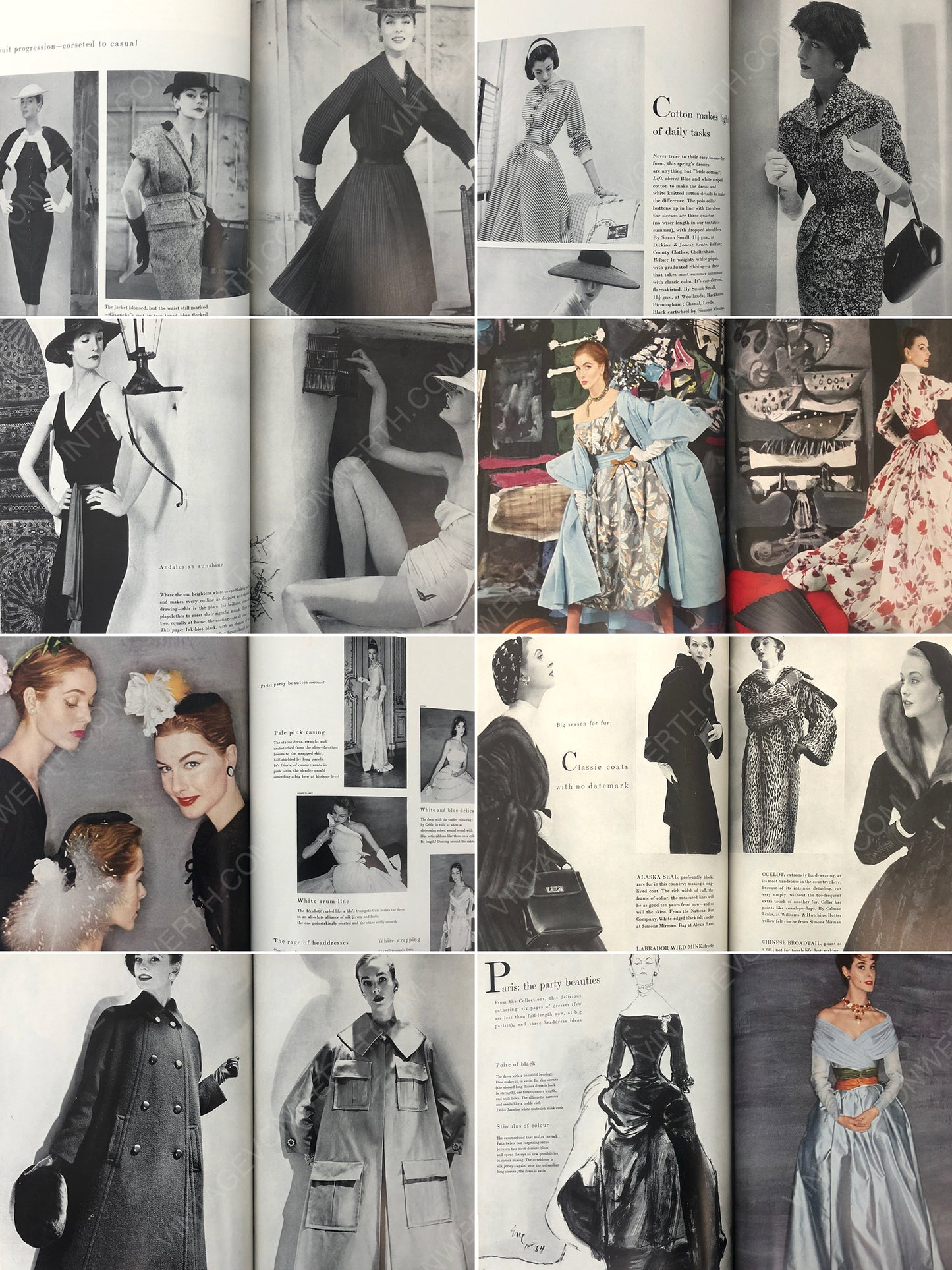 Bound Vintage Fashion Magazine Issues - VOGUE UK 1954