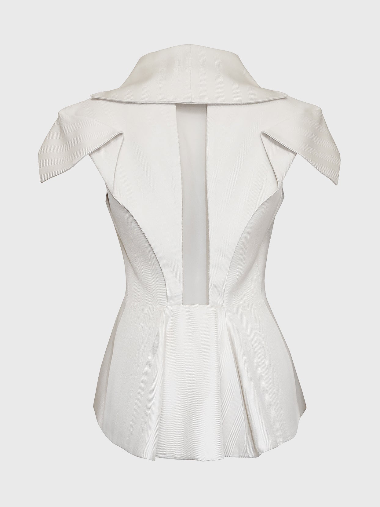 ALEXANDER MCQUEEN Spring 1999 Vintage Sculpted Silk Jacket Mesh Cut-Out