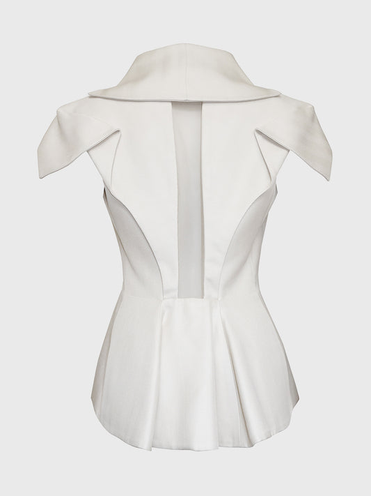 ALEXANDER MCQUEEN Spring 1999 Vintage Sculpted Silk Jacket Mesh Cut-Out