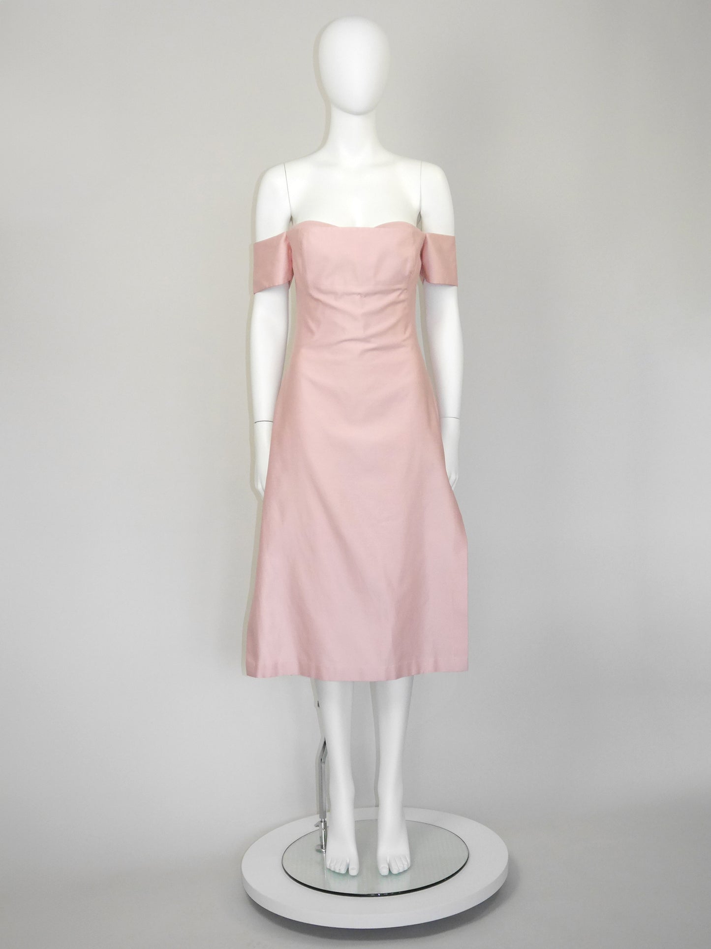 ALEXANDER MCQUEEN Spring 2001 "Voss" Vintage Pastel Pink Off-Shoulder Dress Size S