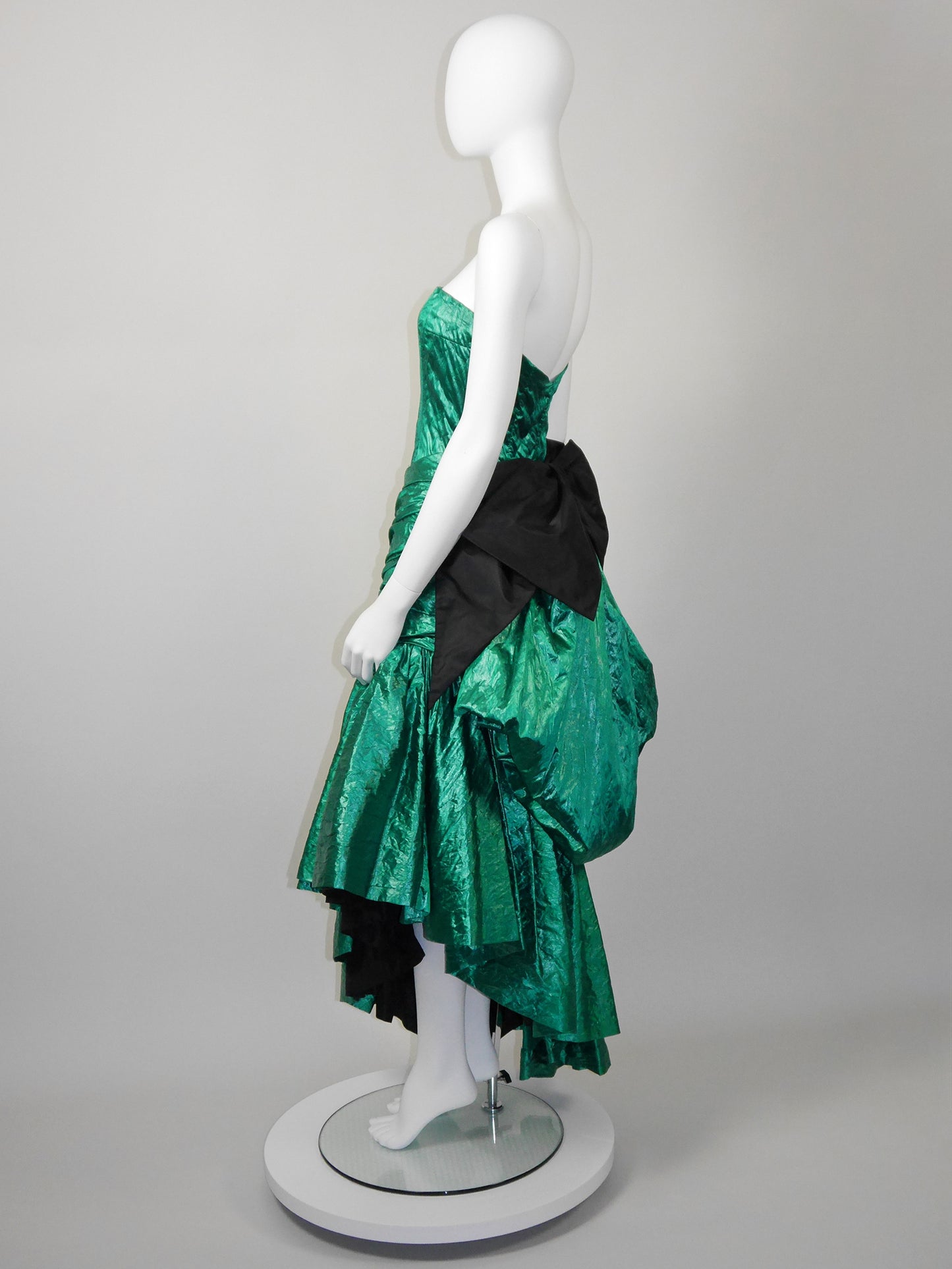 ANDREA ODICINI Couture 1980s Vintage Asymmetrical Evening Gown w/ Cul de Paris Size XS