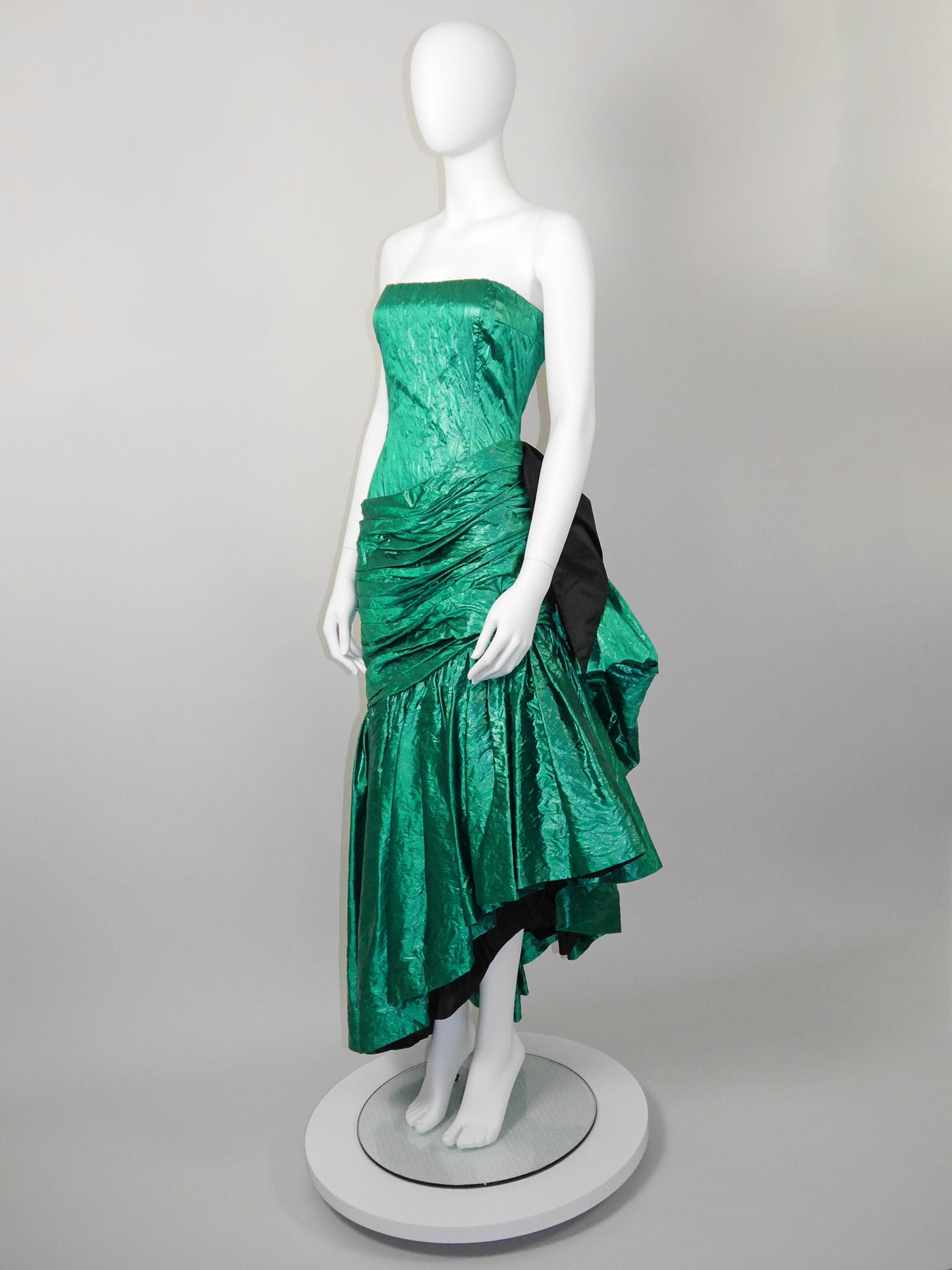 ANDREA ODICINI Couture 1980s Vintage Asymmetrical Evening Gown w/ Cul de Paris Size XS