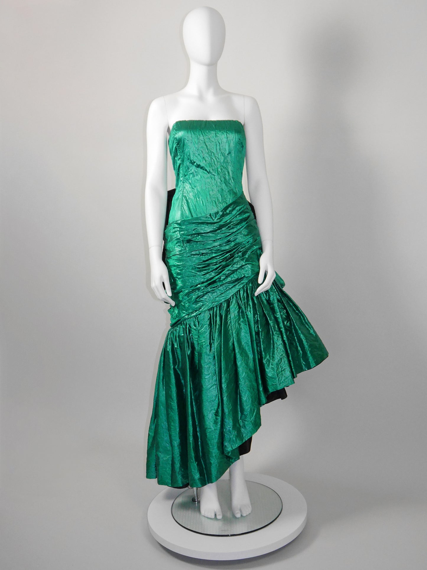 ANDREA ODICINI Couture 1980s Vintage Asymmetrical Evening Gown w/ Cul de Paris Size XS