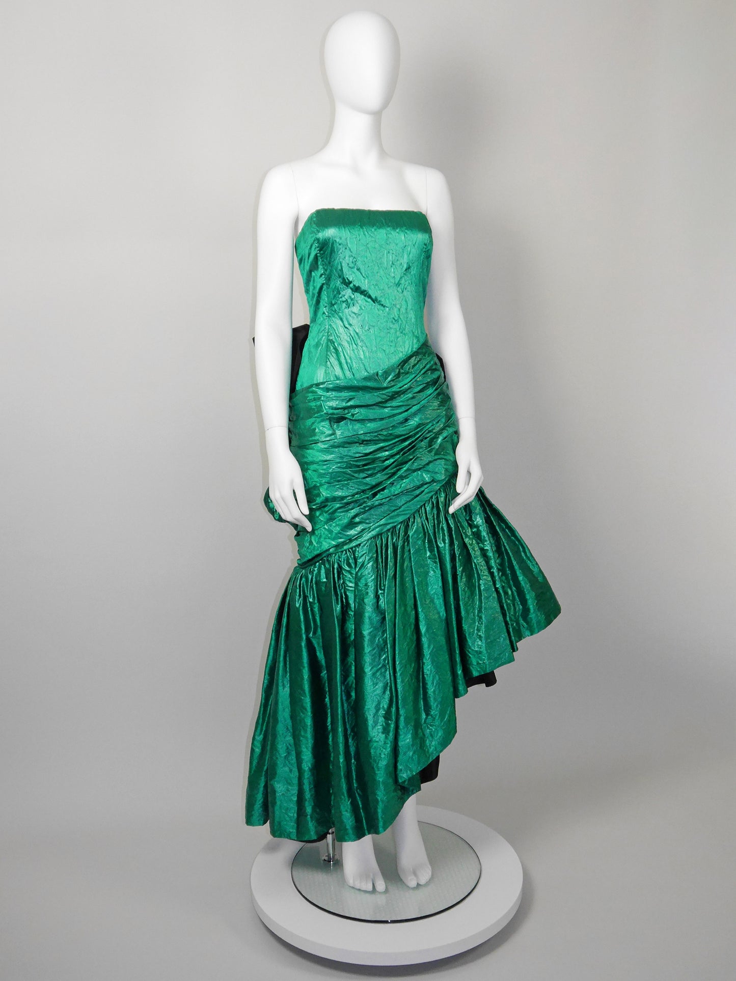 ANDREA ODICINI Couture 1980s Vintage Asymmetrical Evening Gown w/ Cul de Paris Size XS