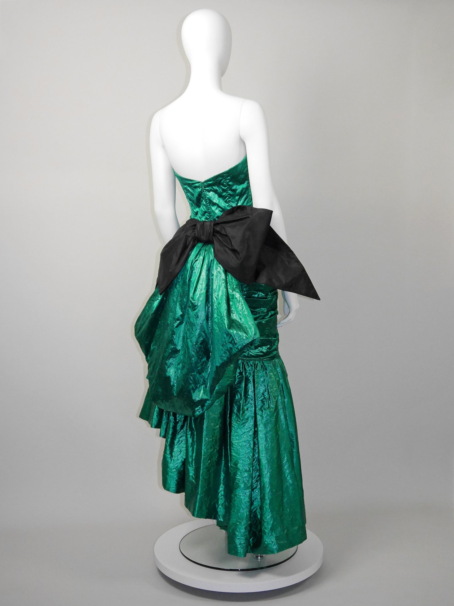 ANDREA ODICINI Couture 1980s Vintage Asymmetrical Evening Gown w/ Cul de Paris Size XS