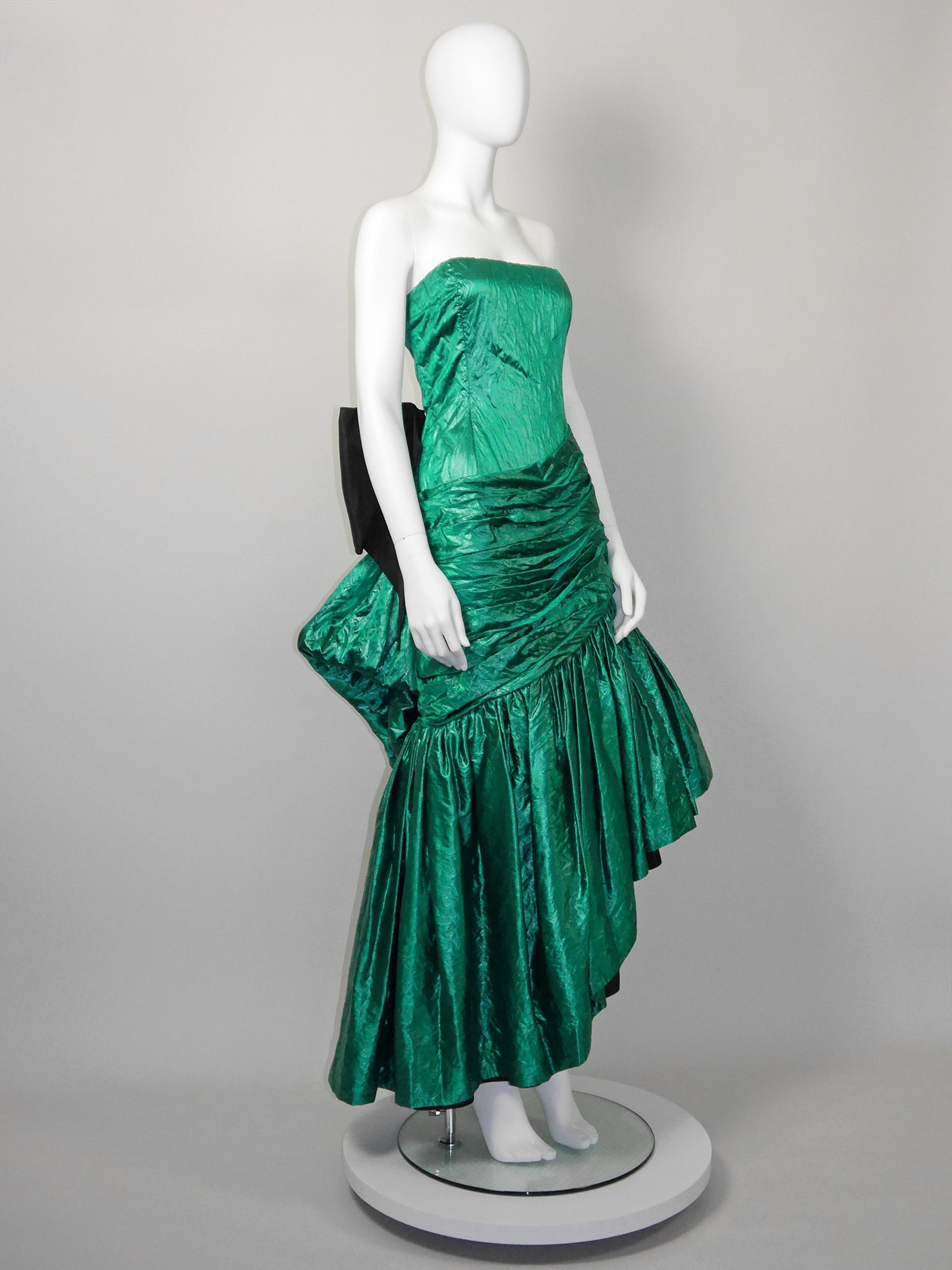 ANDREA ODICINI Couture 1980s Vintage Asymmetrical Evening Gown w/ Cul de Paris Size XS