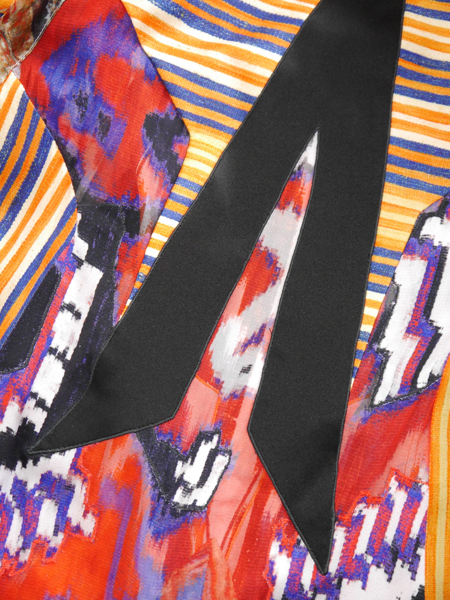 BALENCIAGA by Nicolas Ghesquière Fall 2007 Vintage Ikat Print Silk Dress Size S