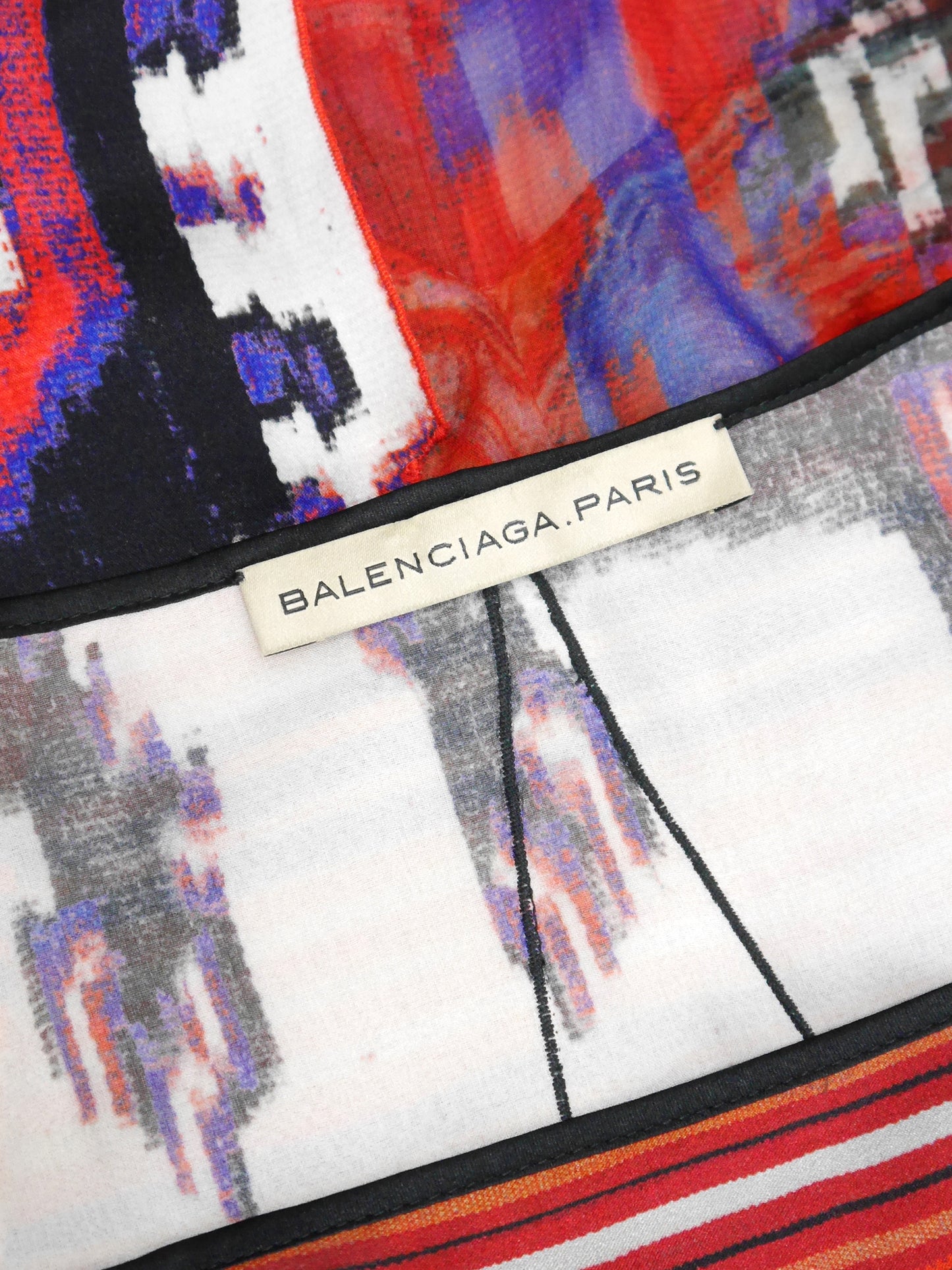 BALENCIAGA by Nicolas Ghesquière Fall 2007 Vintage Ikat Print Silk Dress Size S