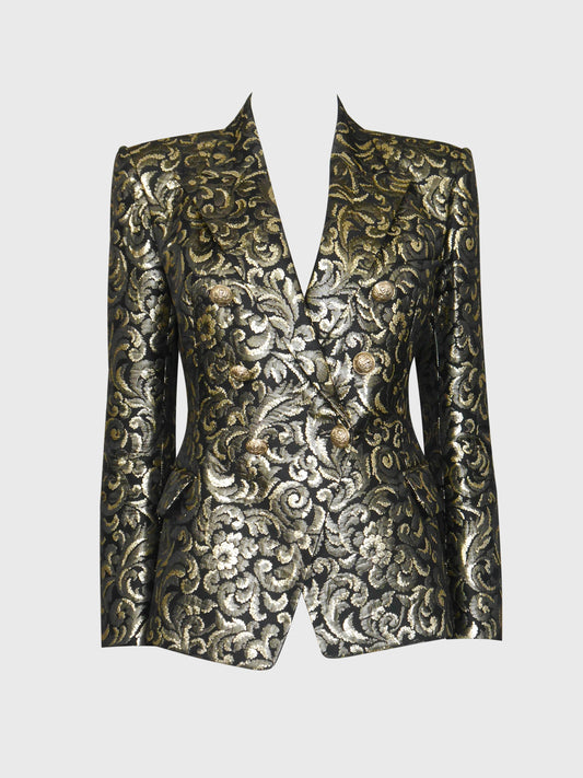 BALMAIN by Christophe Decarnin Fall 2010 Vintage Gold Brocade Evening Jacket Size S-M