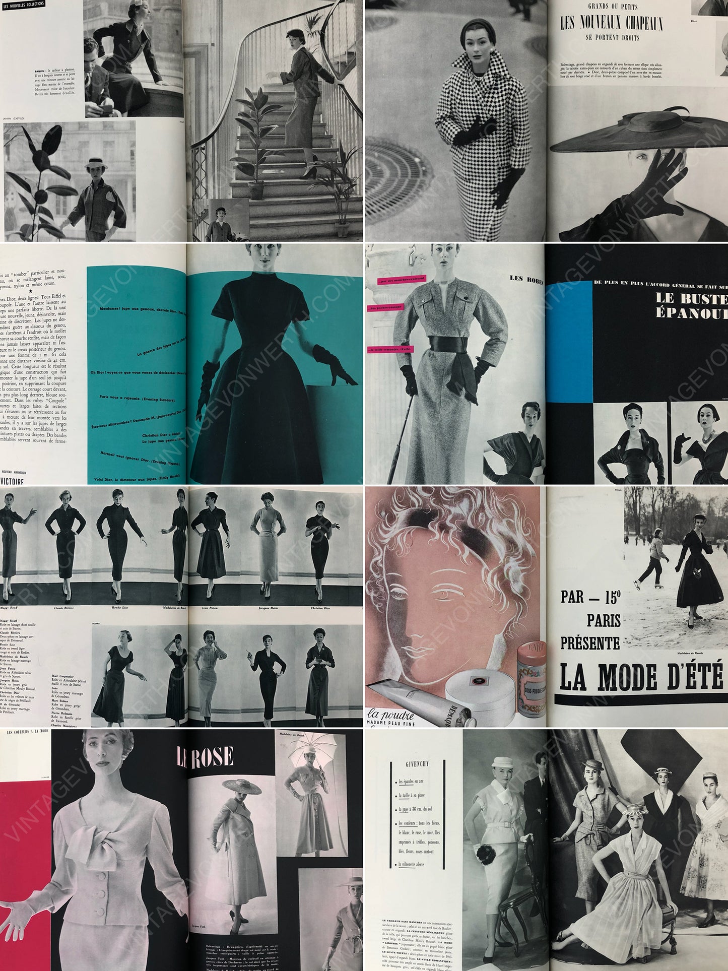 Bound Vintage Fashion Magazine Issues - L'ALBUM DU FIGARO 1951, 1952, 1953, 1954