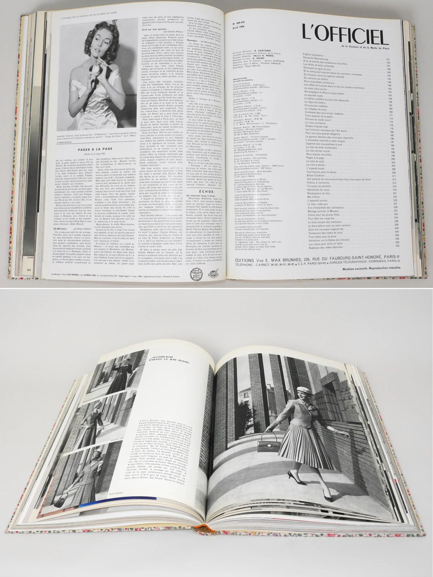 Bound Vintage Fashion Magazine Issues - L'OFFICIEL PARIS 1956