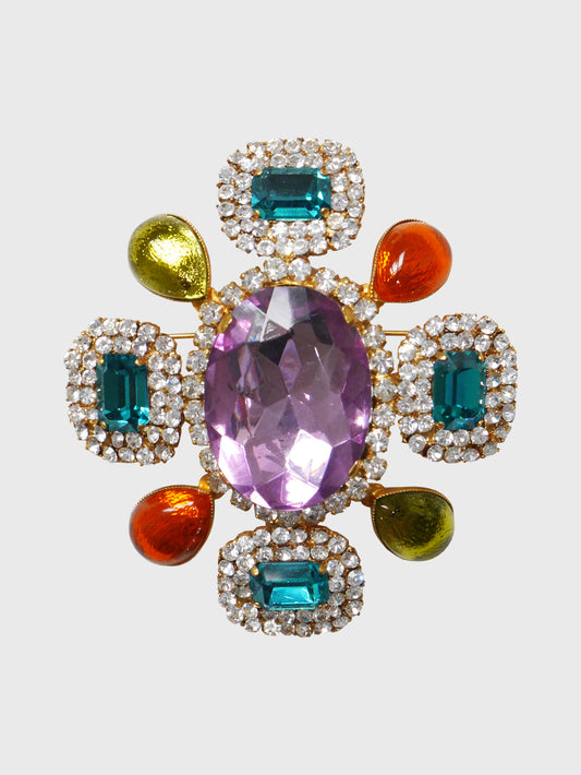 CHANEL Spring 1995 Vintage Iconic Large Crystal Cross Pendant Brooch