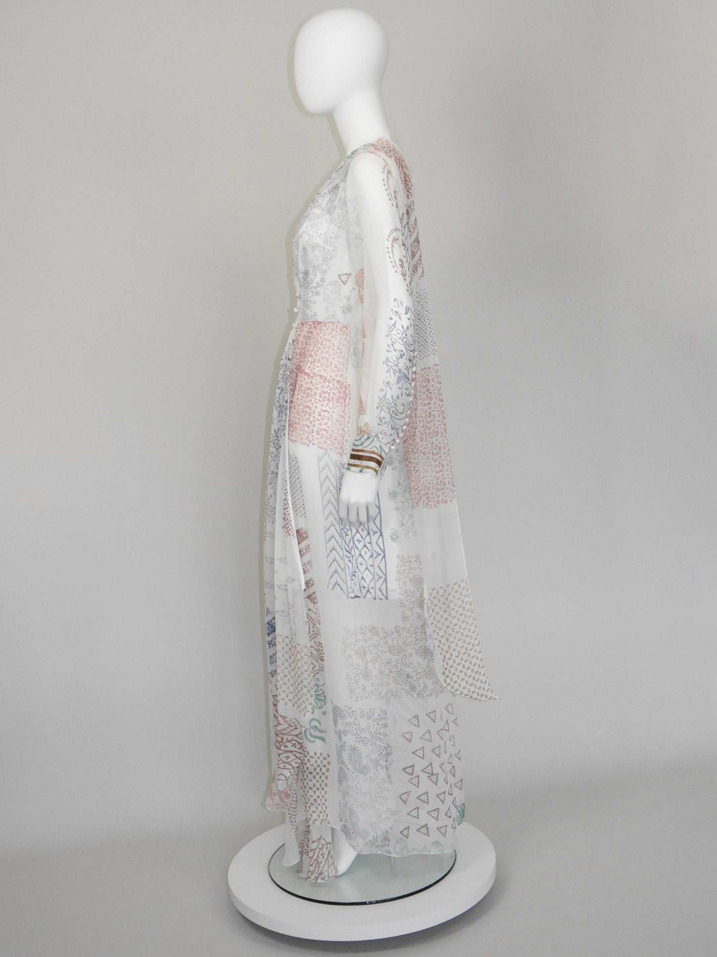 CHLOÉ Resort 2018 Vintage Richly Embellished Block-Print Silk Maxi Dress Size S-M