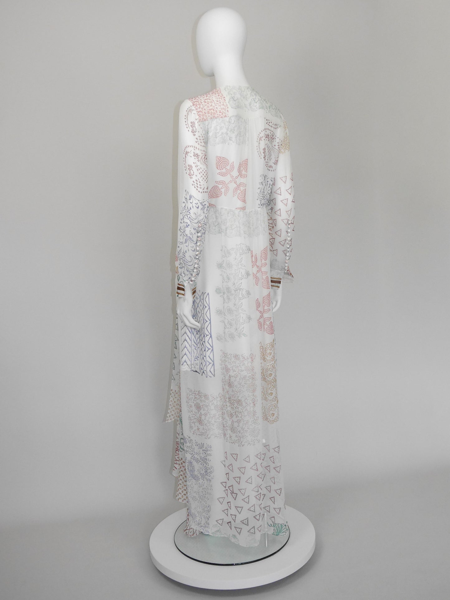 CHLOÉ Resort 2018 Vintage Richly Embellished Block-Print Silk Maxi Dress Size S-M