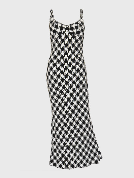 CHRISTIAN DIOR Spring 1995 Vintage Houndstooth Maxi Dress
