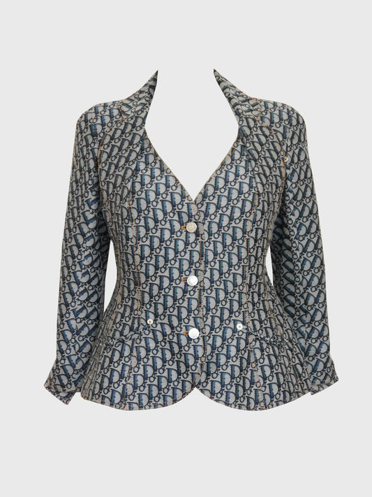 CHRISTIAN DIOR 2000s Vintage Oblique Canvas Trotter Monogram Jacket