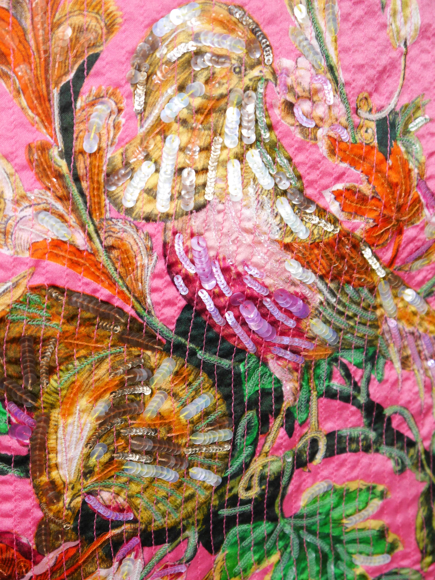 CHRISTIAN DIOR by Gianfranco Ferré Spring 1995 Vintage Floral Silk Mini Skirt w/ Fringe & Sequins Size L