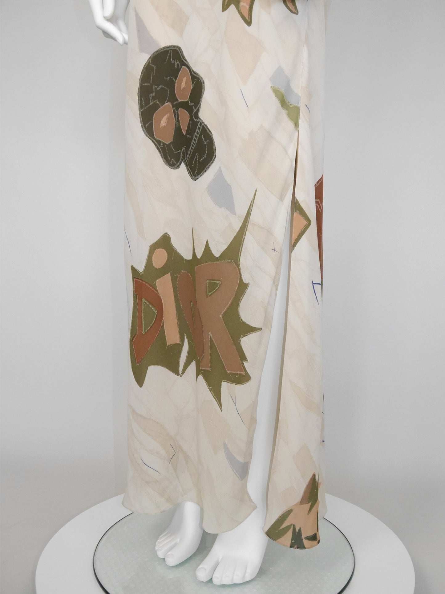 CHRISTIAN DIOR by John Galliano Fall 2001 Vintage Printed Silk Maxi Dress Size L