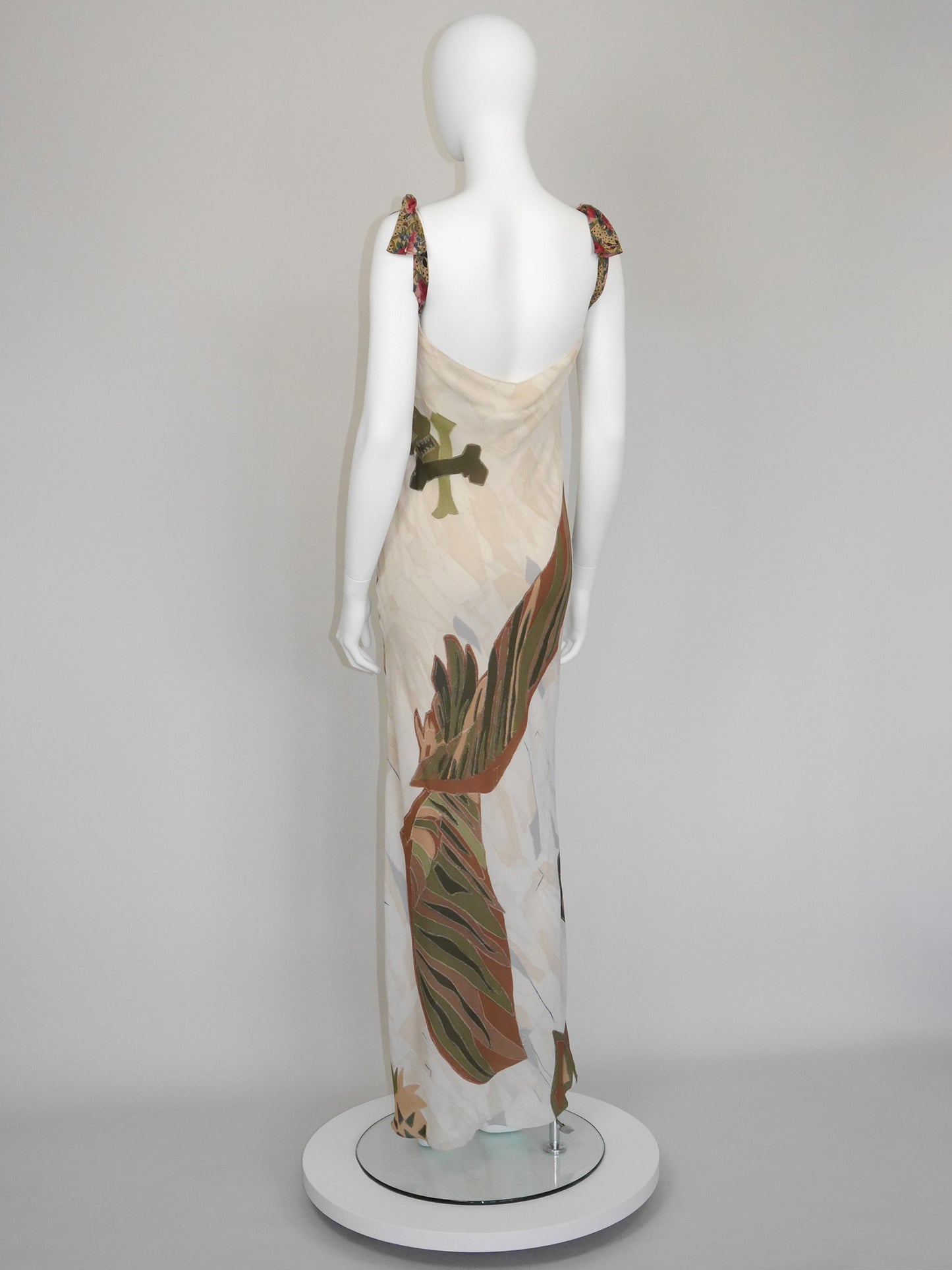 CHRISTIAN DIOR by John Galliano Fall 2001 Vintage Printed Silk Maxi Dress Size L