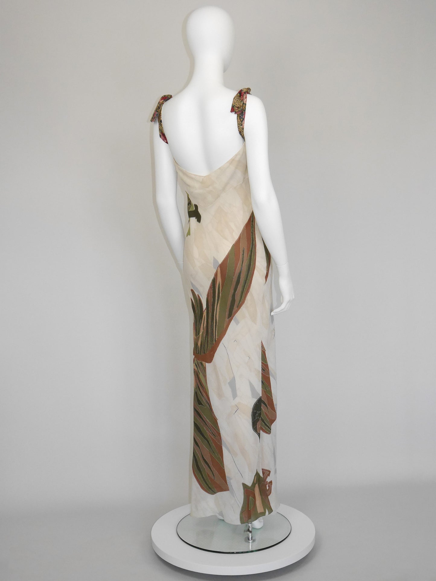 CHRISTIAN DIOR by John Galliano Fall 2001 Vintage Printed Silk Maxi Dress Size L