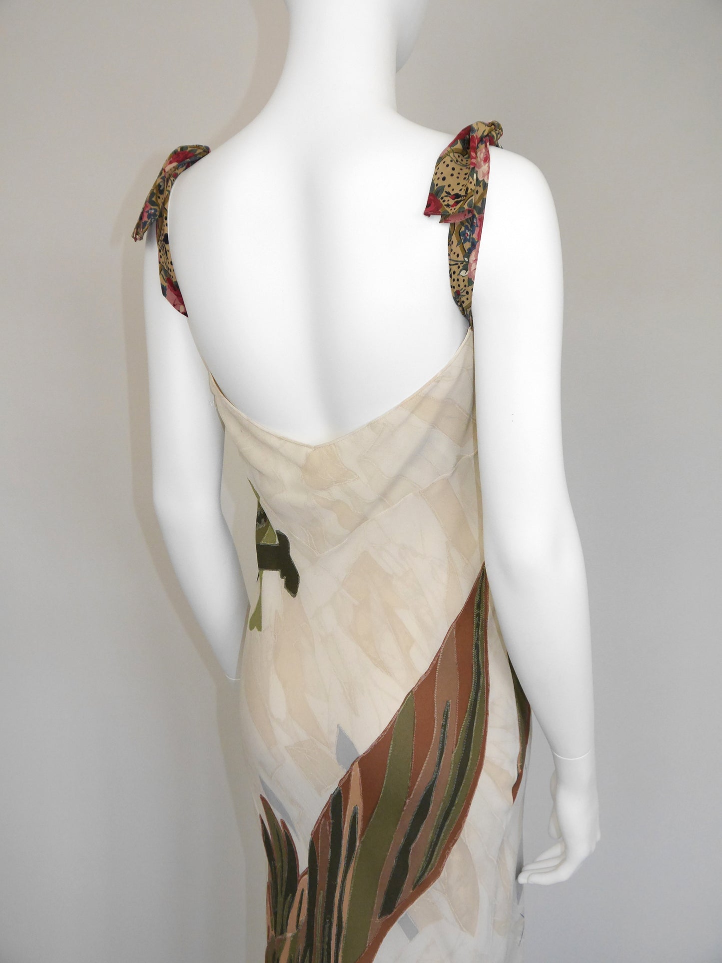 CHRISTIAN DIOR by John Galliano Fall 2001 Vintage Printed Silk Maxi Dress Size L