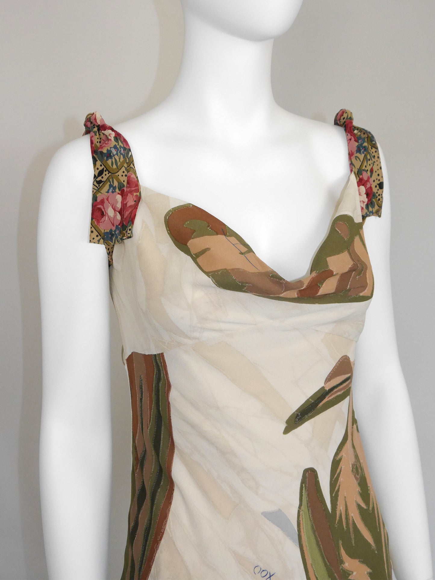 CHRISTIAN DIOR by John Galliano Fall 2001 Vintage Printed Silk Maxi Dress Size L