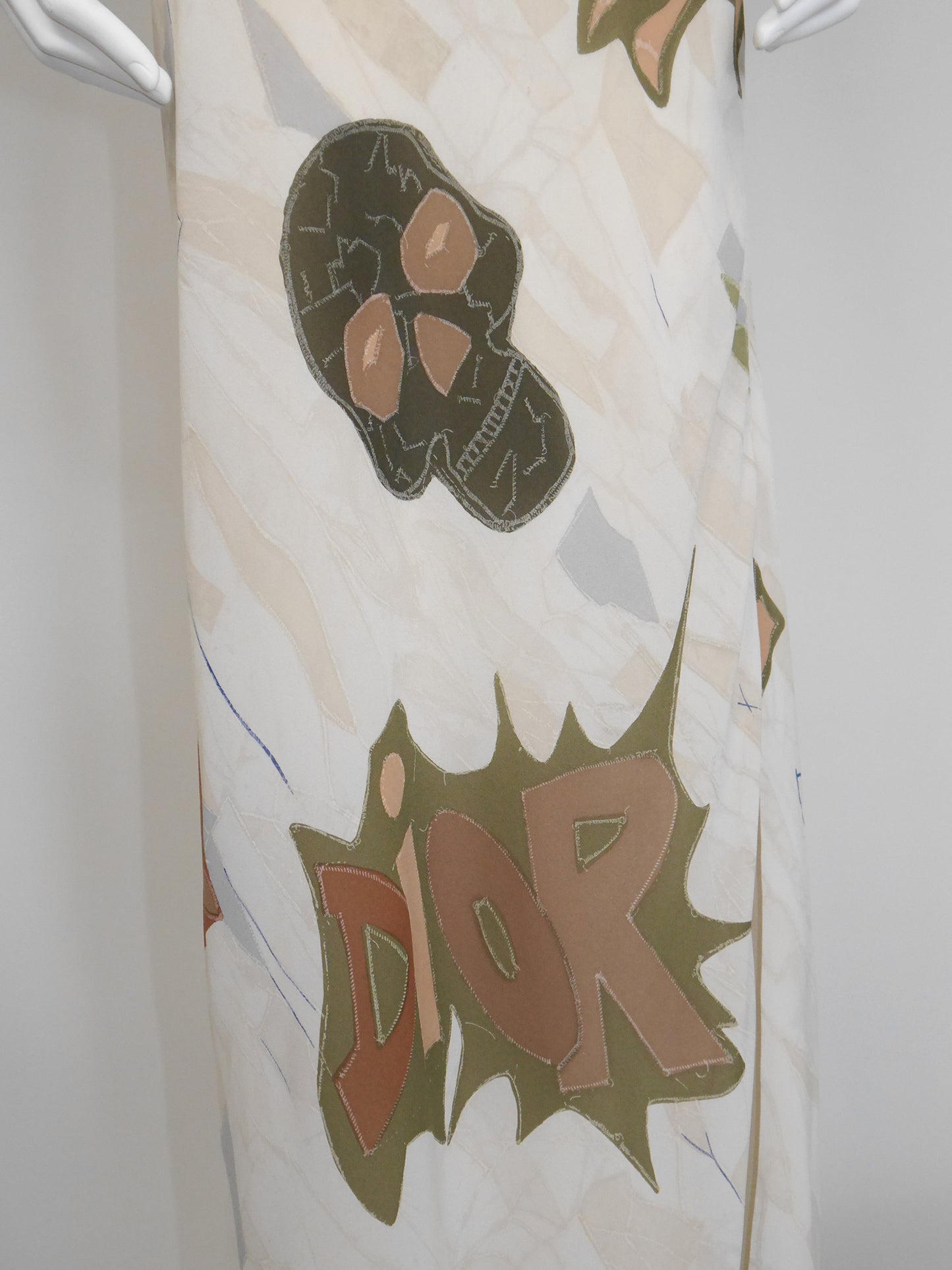 CHRISTIAN DIOR by John Galliano Fall 2001 Vintage Printed Silk Maxi Dress Size L