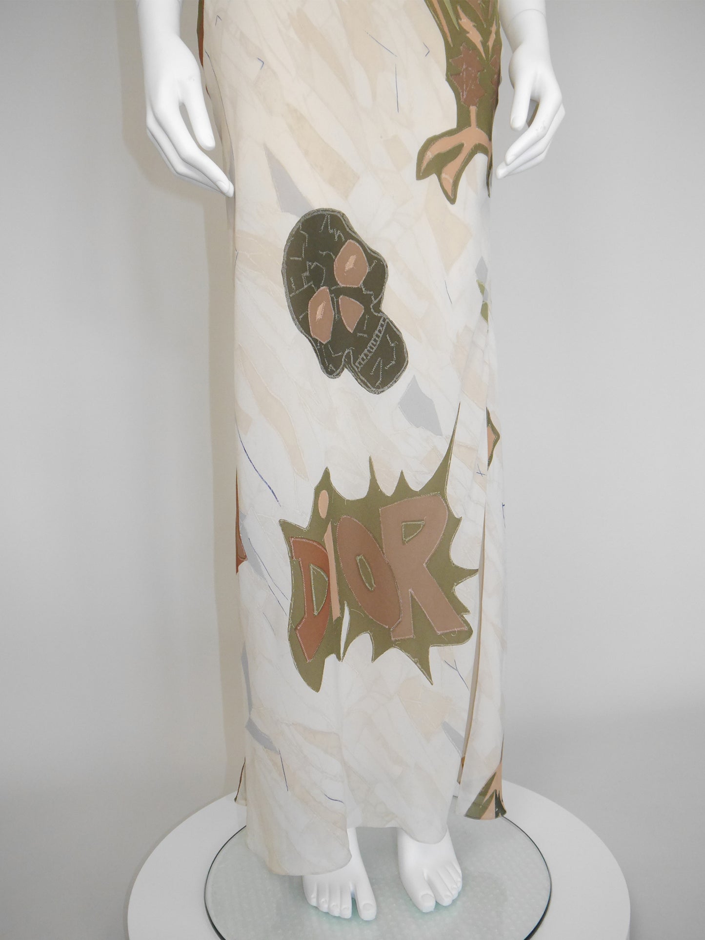 CHRISTIAN DIOR by John Galliano Fall 2001 Vintage Printed Silk Maxi Dress Size L