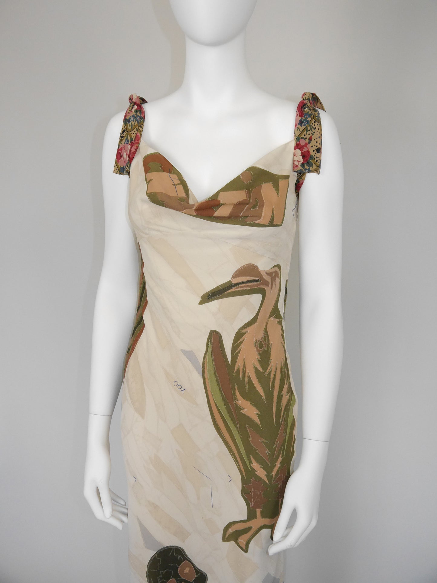 CHRISTIAN DIOR by John Galliano Fall 2001 Vintage Printed Silk Maxi Dress Size L