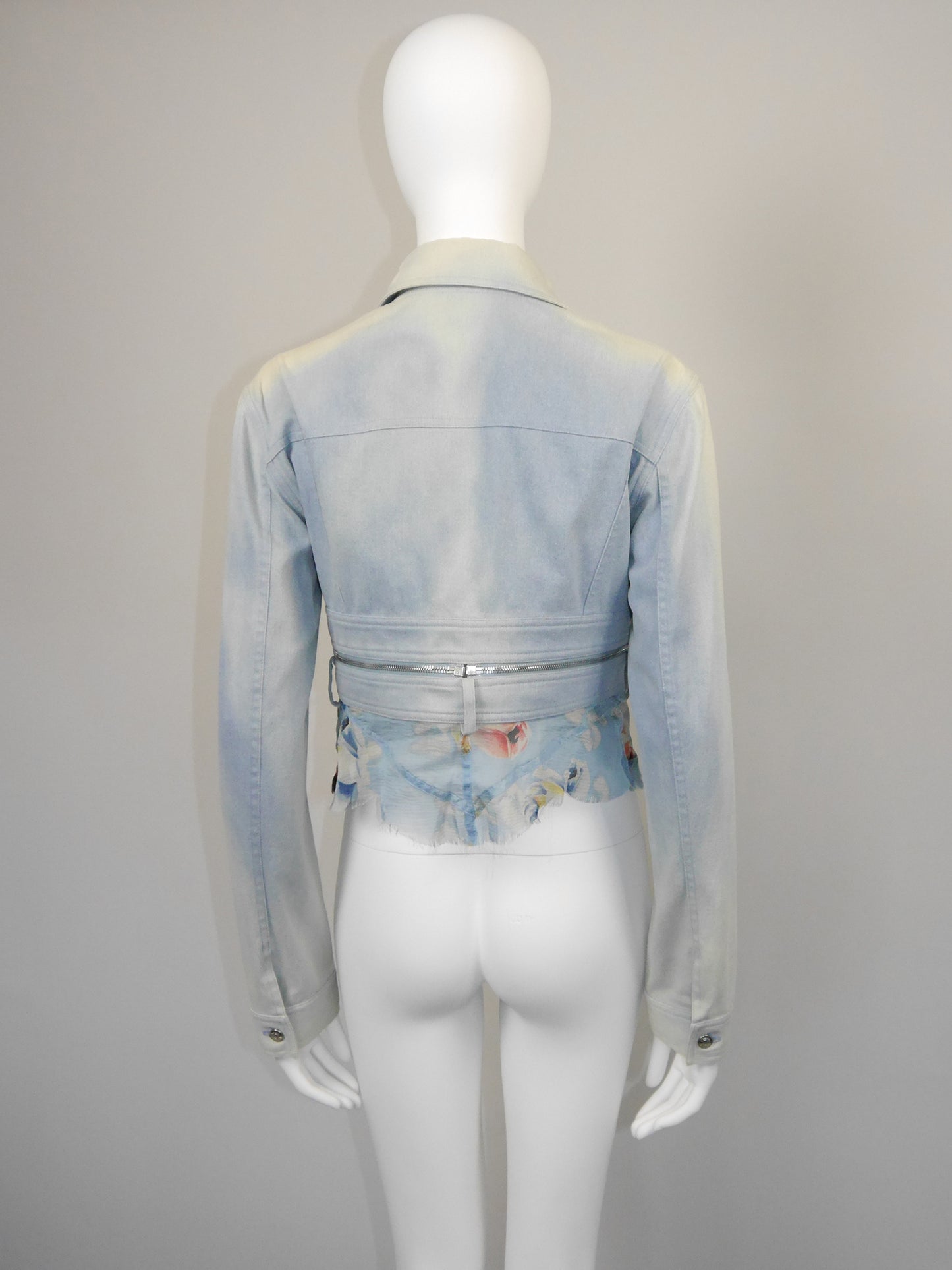 CHRISTIAN DIOR by John Galliano Spring 2001 Vintage Convertible Denim Jacket w/ Logo Zippers Size M