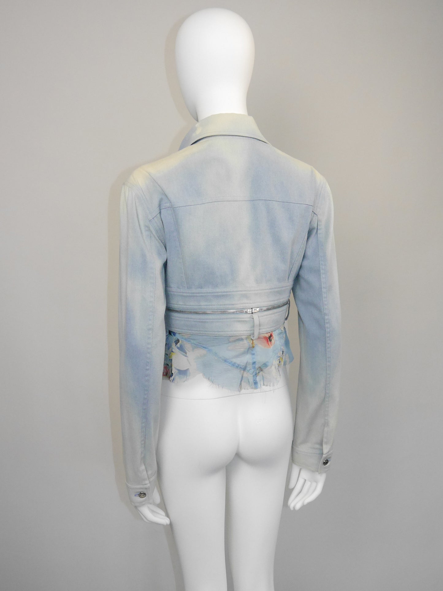 CHRISTIAN DIOR by John Galliano Spring 2001 Vintage Convertible Denim Jacket w/ Logo Zippers Size M