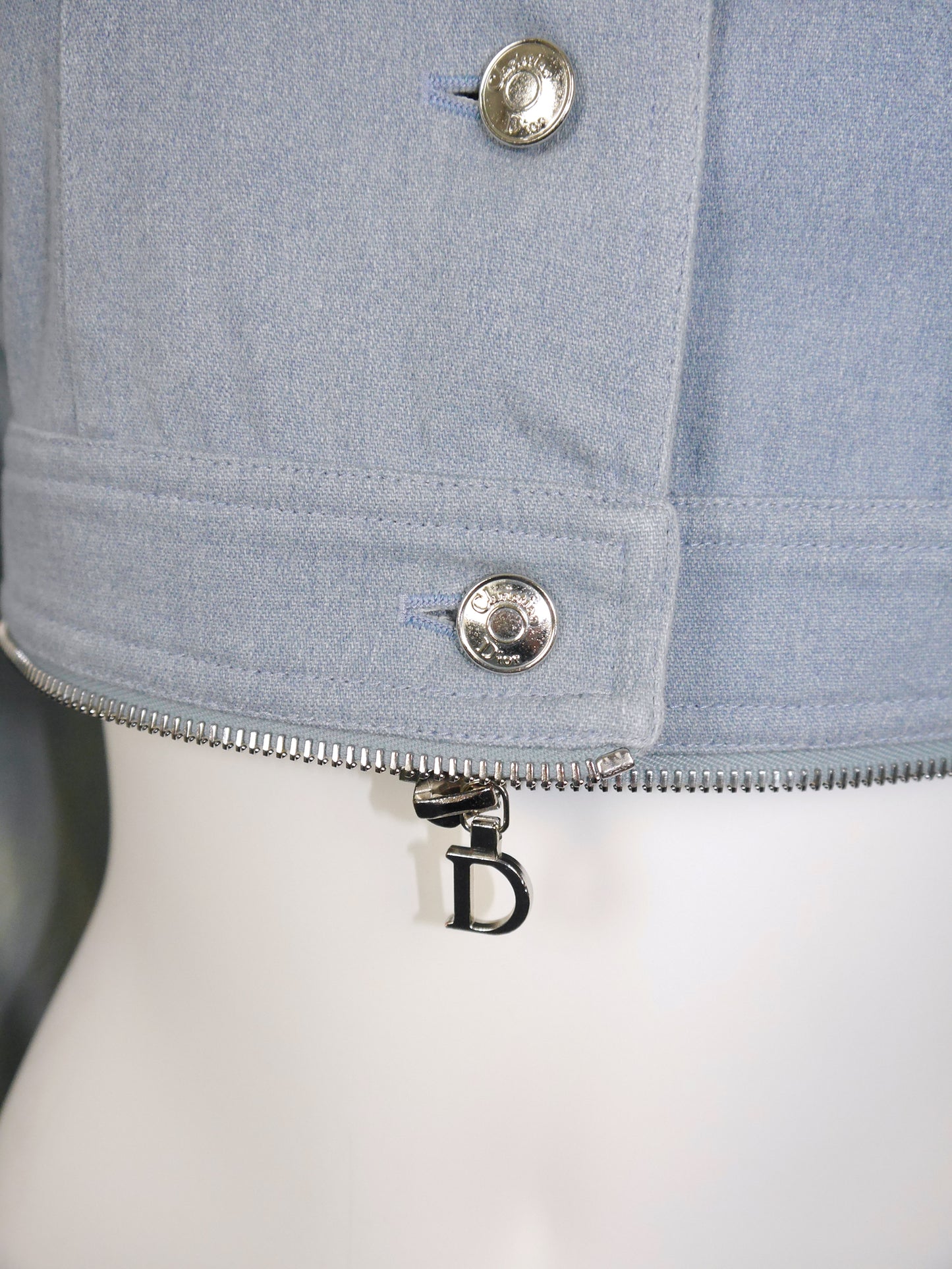 CHRISTIAN DIOR by John Galliano Spring 2001 Vintage Convertible Denim Jacket w/ Logo Zippers Size M