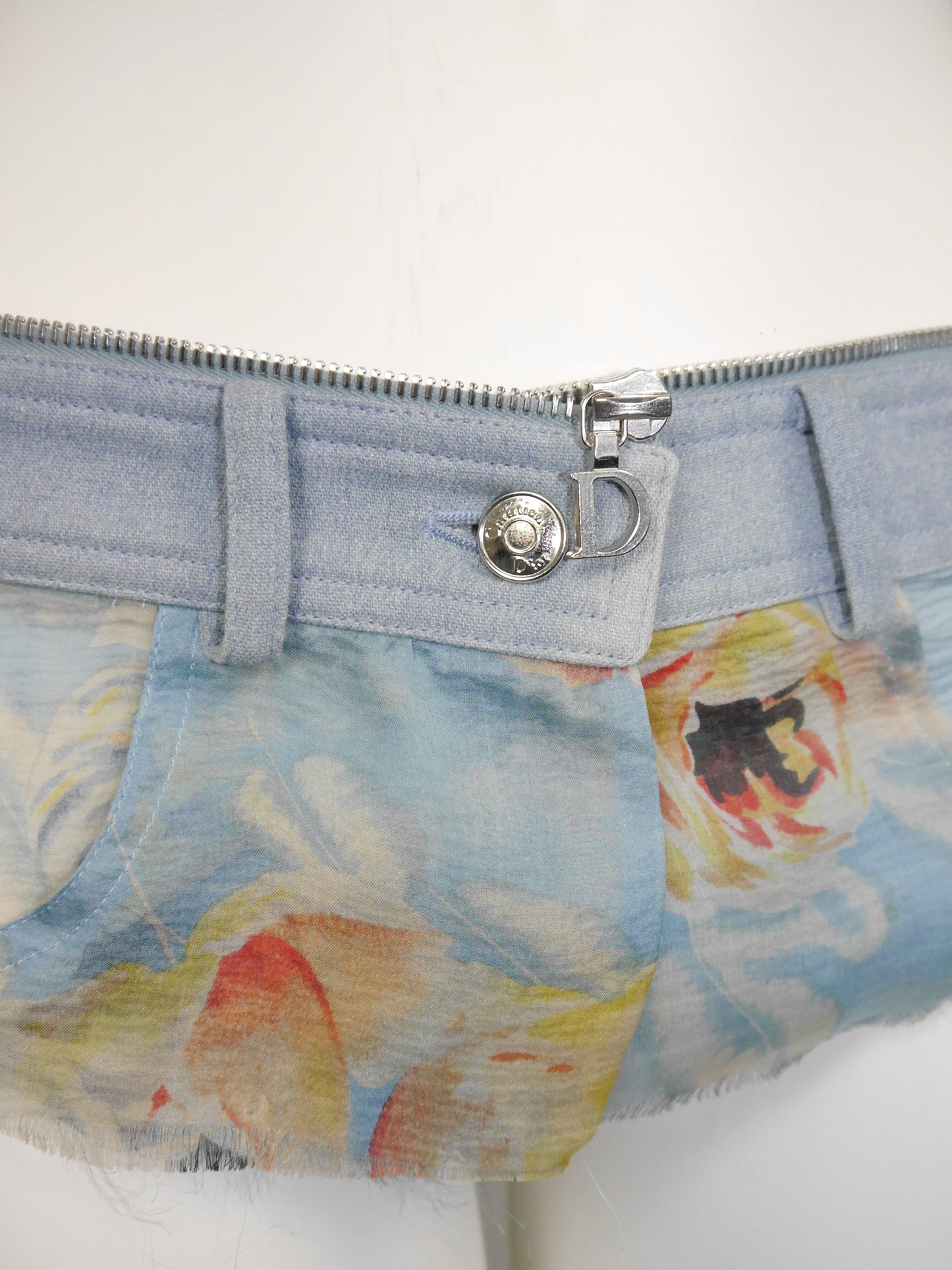 CHRISTIAN DIOR by John Galliano Spring 2001 Vintage Convertible Denim Jacket w/ Logo Zippers Size M