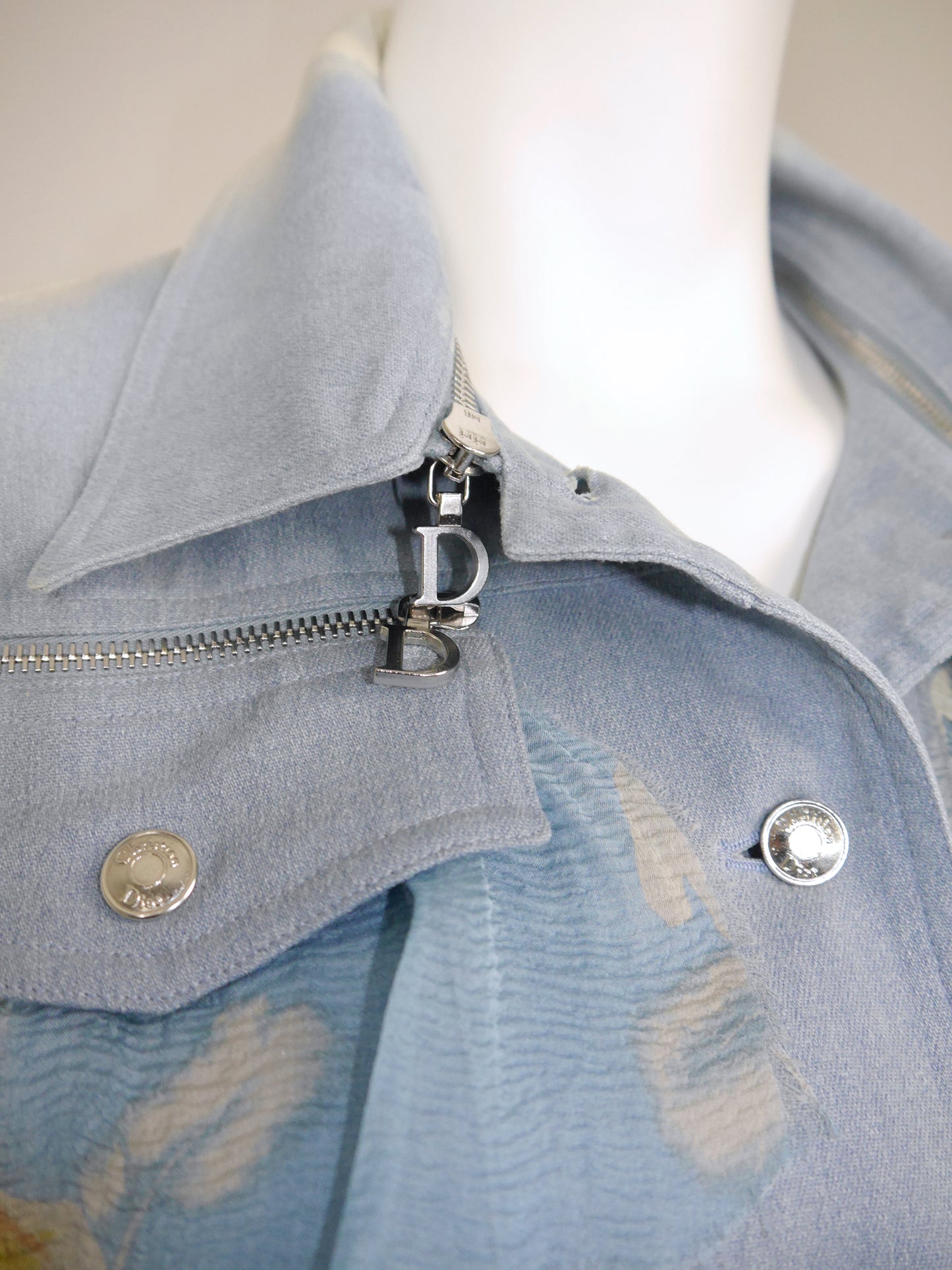 CHRISTIAN DIOR by John Galliano Spring 2001 Vintage Convertible Denim Jacket w/ Logo Zippers Size M