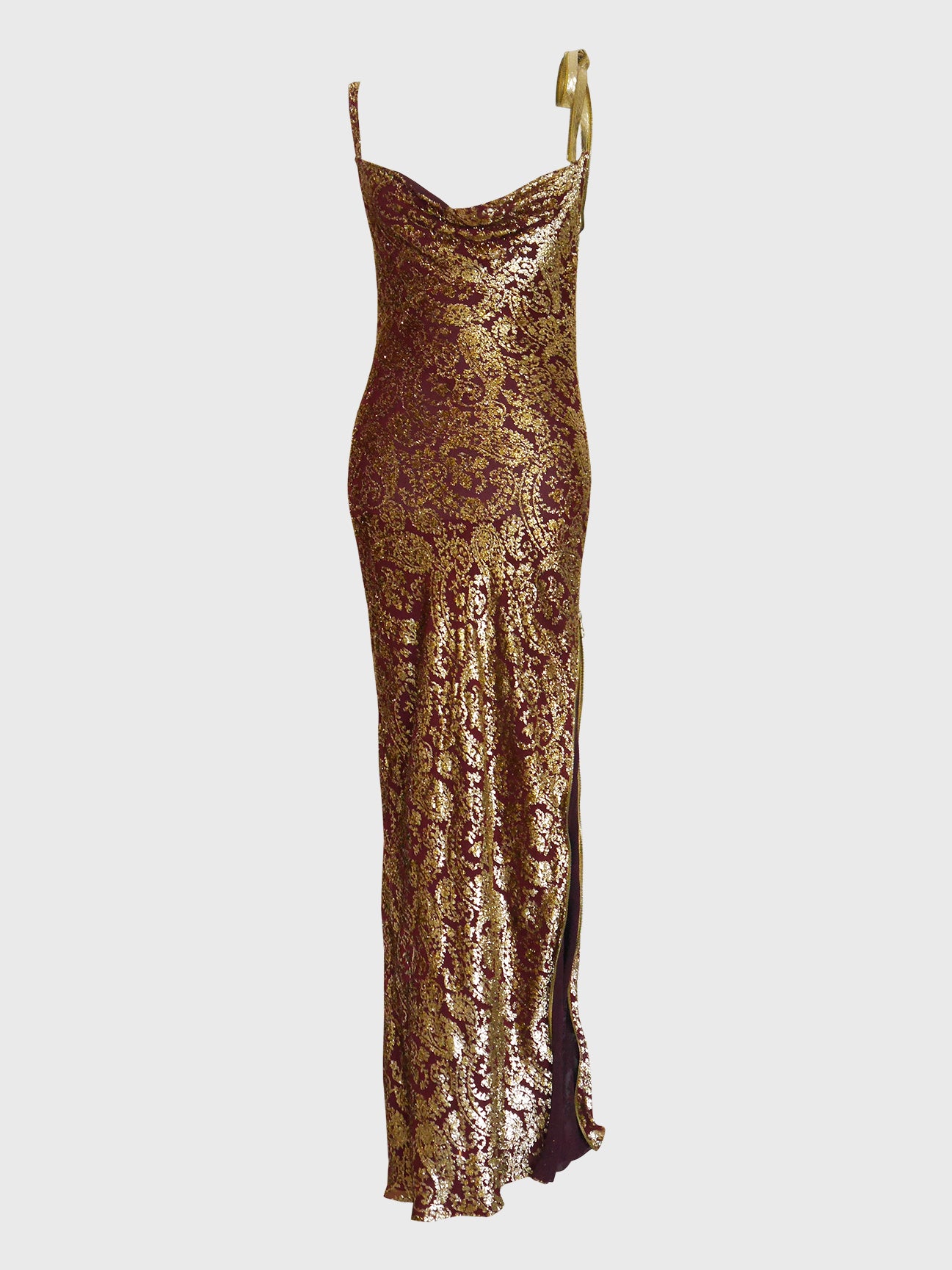 CHRISTIAN DIOR by John Galliano Spring 2001 Vintage Silk Lamé Brocade Zippered Evening Dress