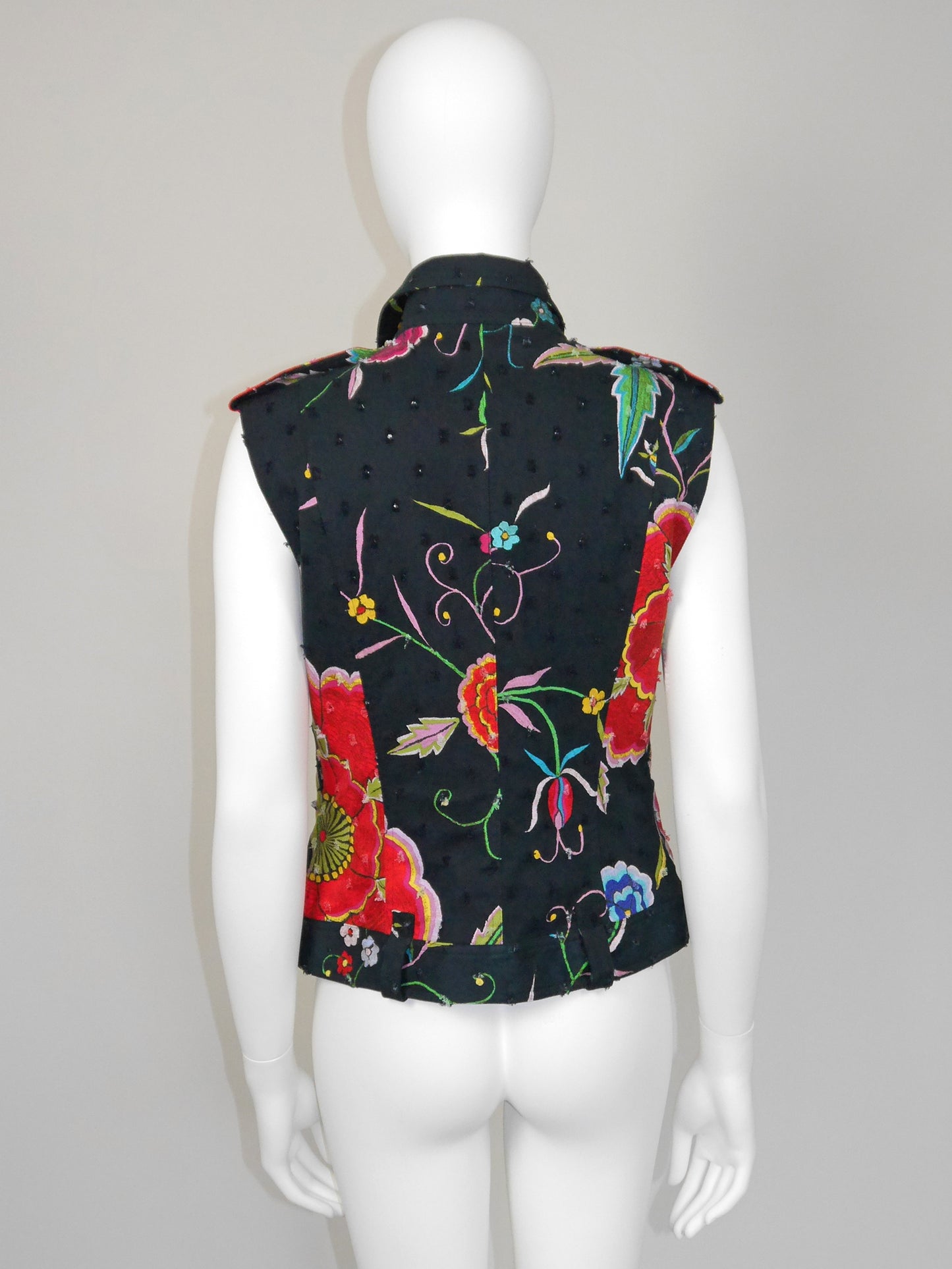 CHRISTIAN DIOR by John Galliano Spring 2004 Vintage Floral Denim Vest Size M