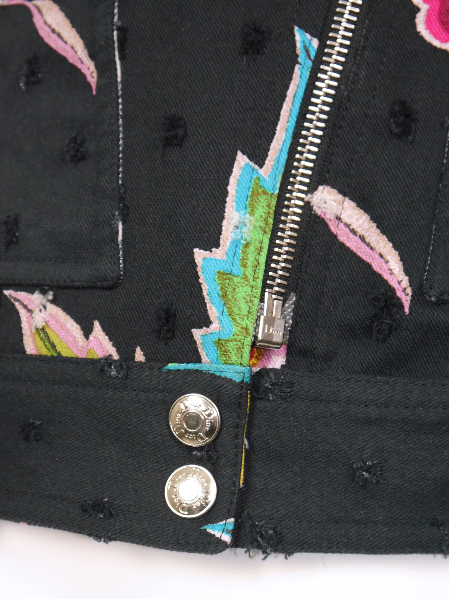 CHRISTIAN DIOR by John Galliano Spring 2004 Vintage Floral Denim Vest Size M