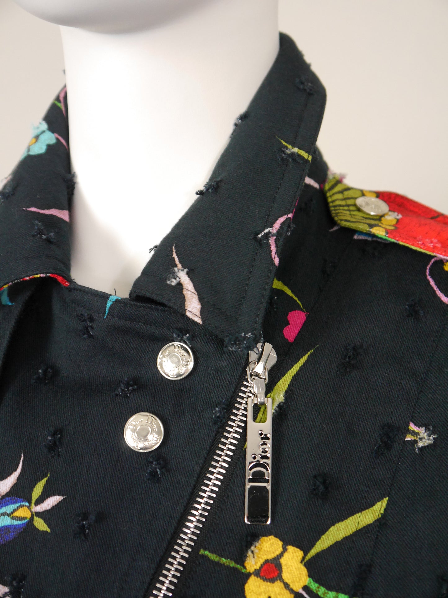 CHRISTIAN DIOR by John Galliano Spring 2004 Vintage Floral Denim Vest Size M