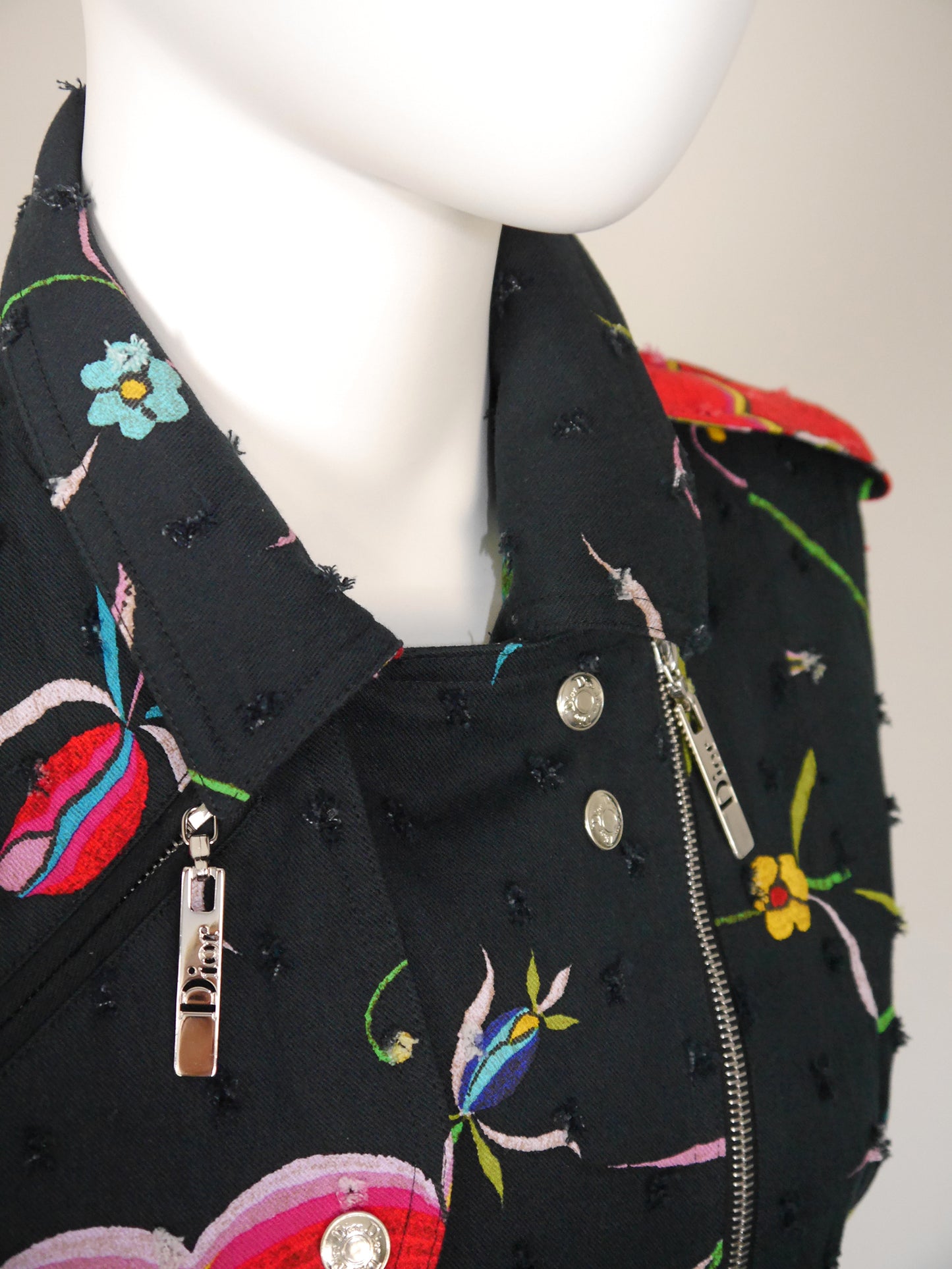 CHRISTIAN DIOR by John Galliano Spring 2004 Vintage Floral Denim Vest Size M