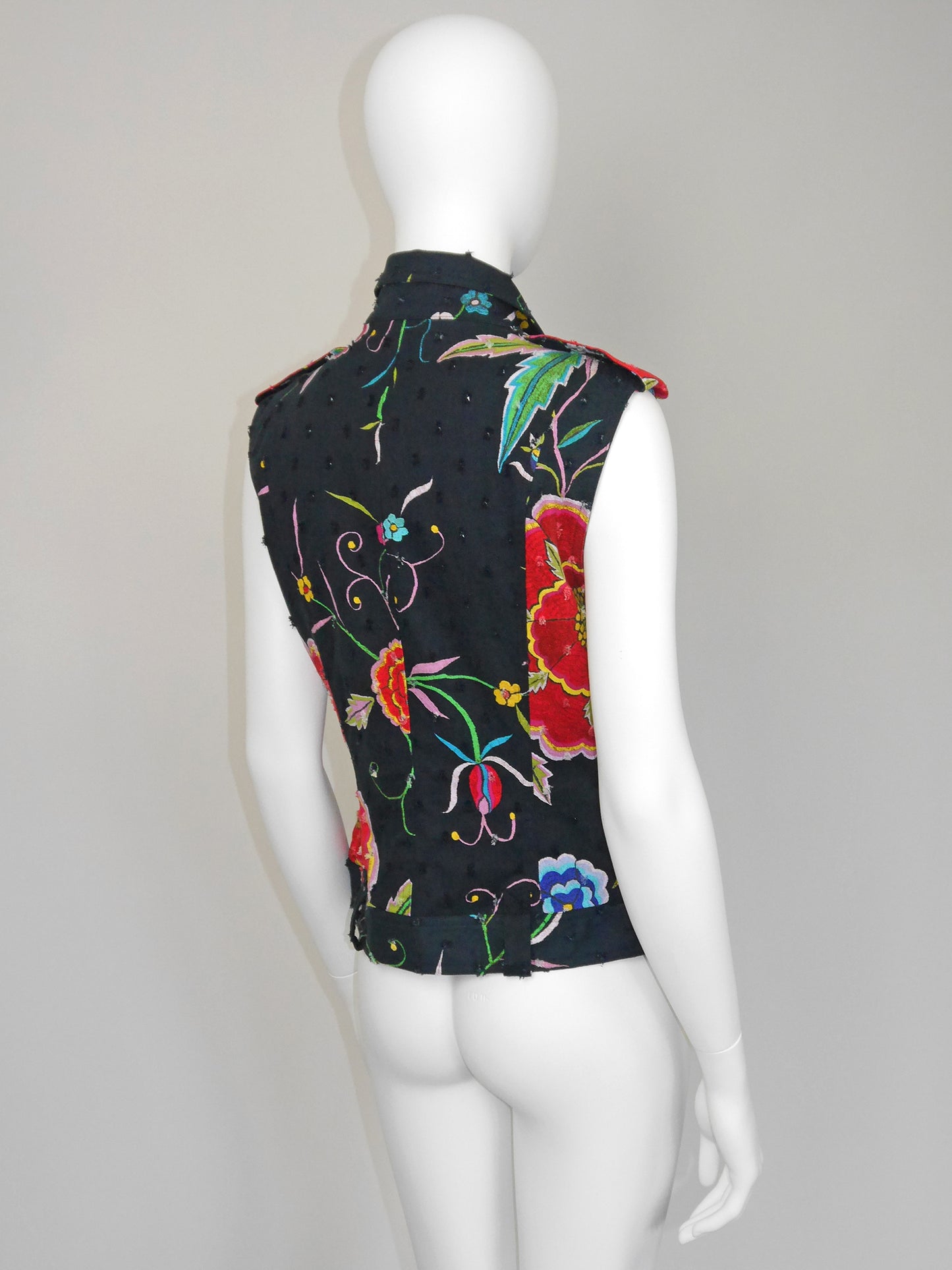CHRISTIAN DIOR by John Galliano Spring 2004 Vintage Floral Denim Vest Size M