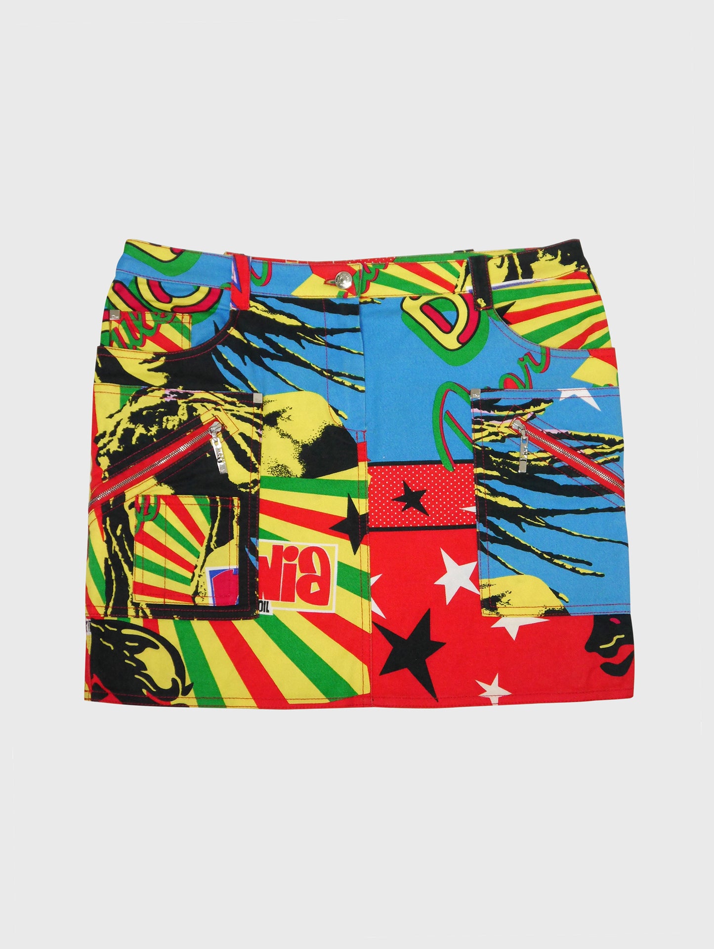 CHRISTIAN DIOR by John Galliano Spring 2004 Vintage Rasta Mania Bob Marley Mini Skirt Size S