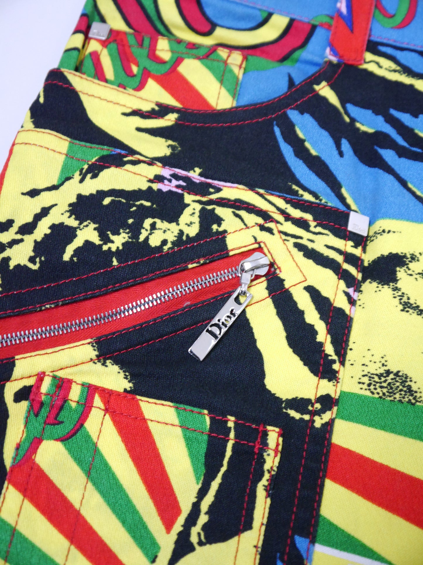 CHRISTIAN DIOR by John Galliano Spring 2004 Vintage Rasta Mania Bob Marley Mini Skirt Size S