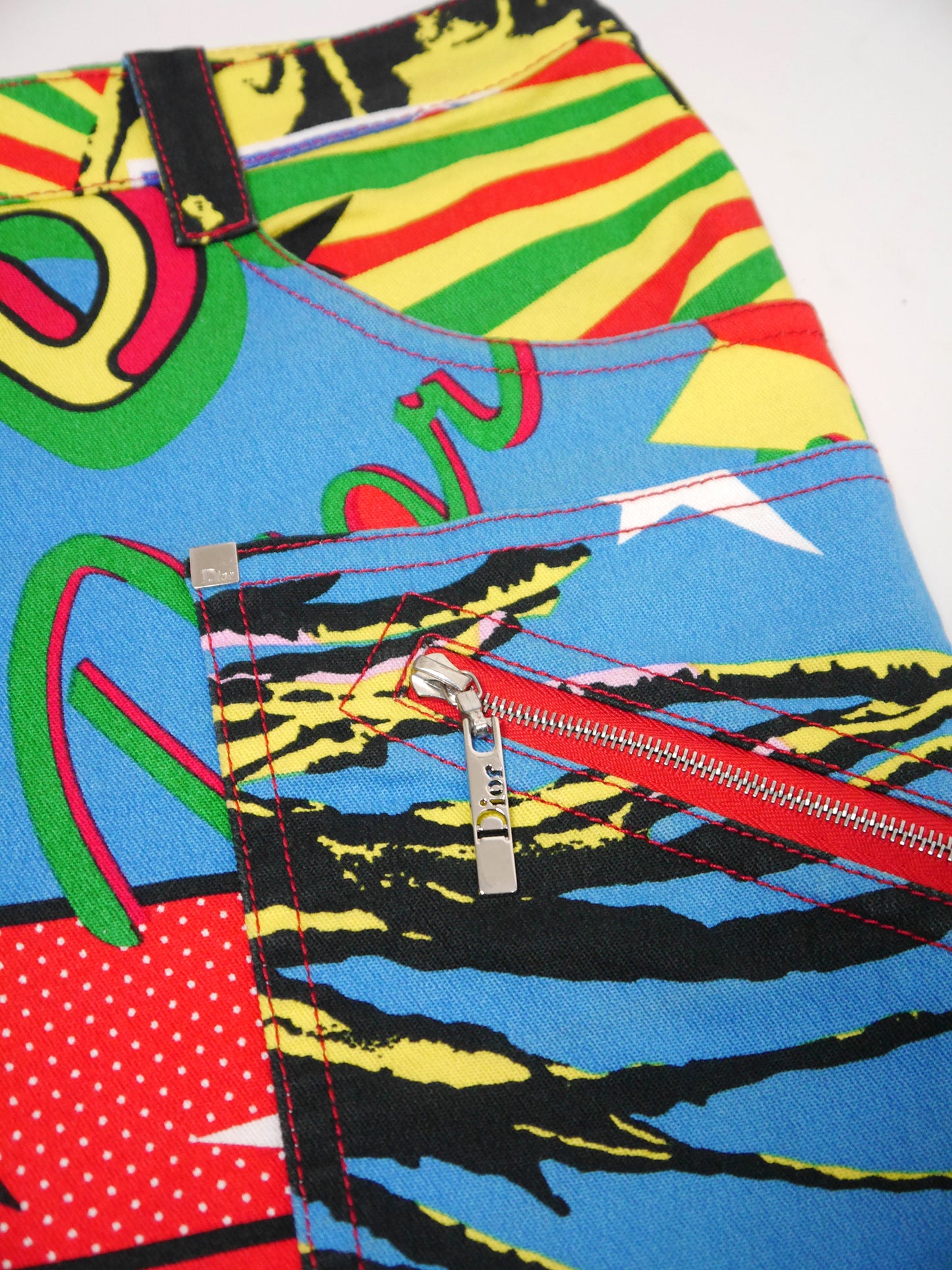 CHRISTIAN DIOR by John Galliano Spring 2004 Vintage Rasta Mania Bob Marley Mini Skirt Size S