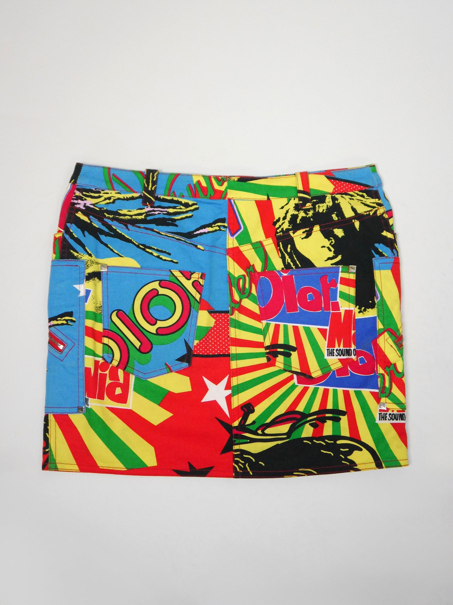 CHRISTIAN DIOR by John Galliano Spring 2004 Vintage Rasta Mania Bob Marley Mini Skirt Size S