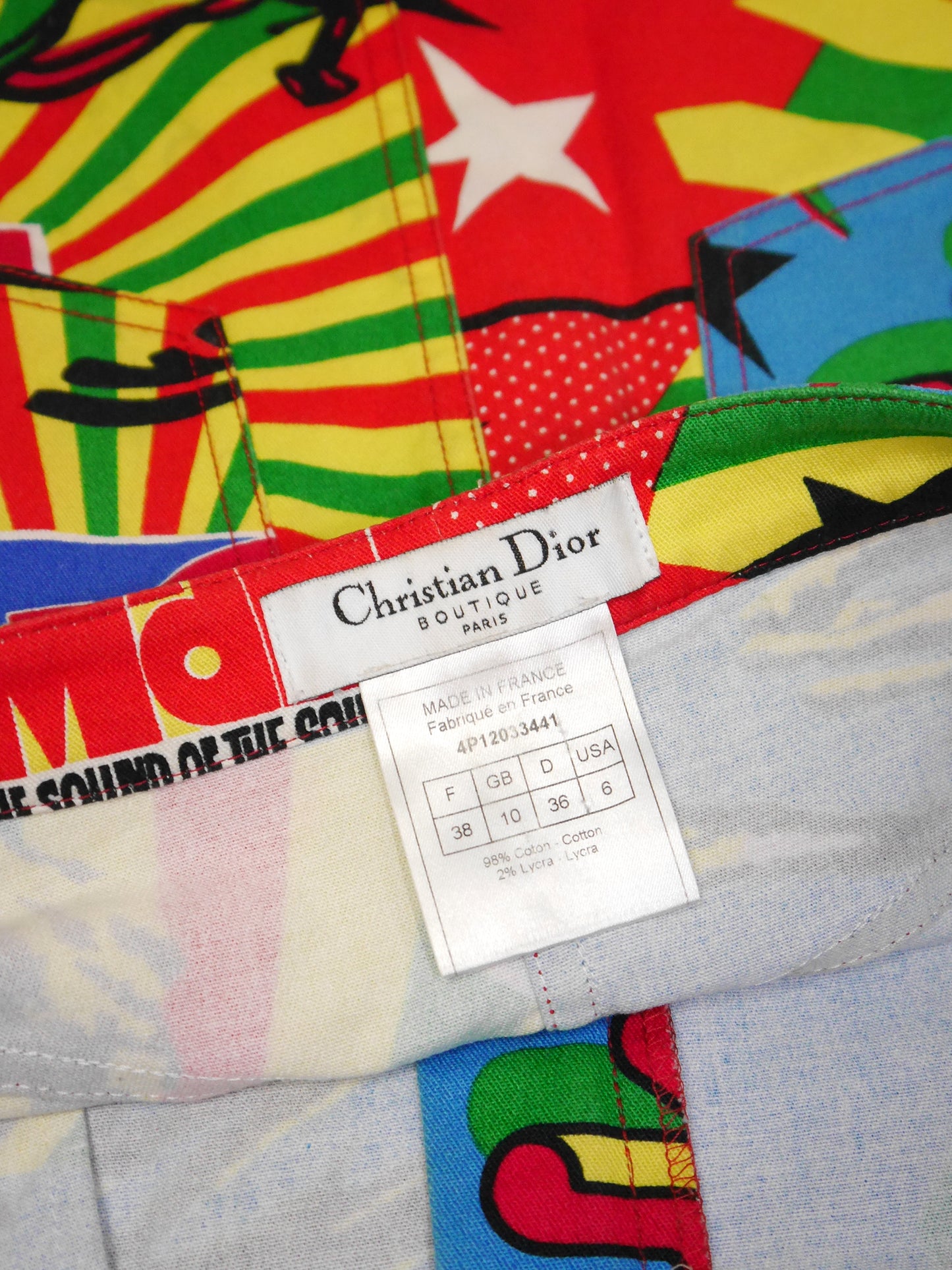 CHRISTIAN DIOR by John Galliano Spring 2004 Vintage Rasta Mania Bob Marley Mini Skirt Size S