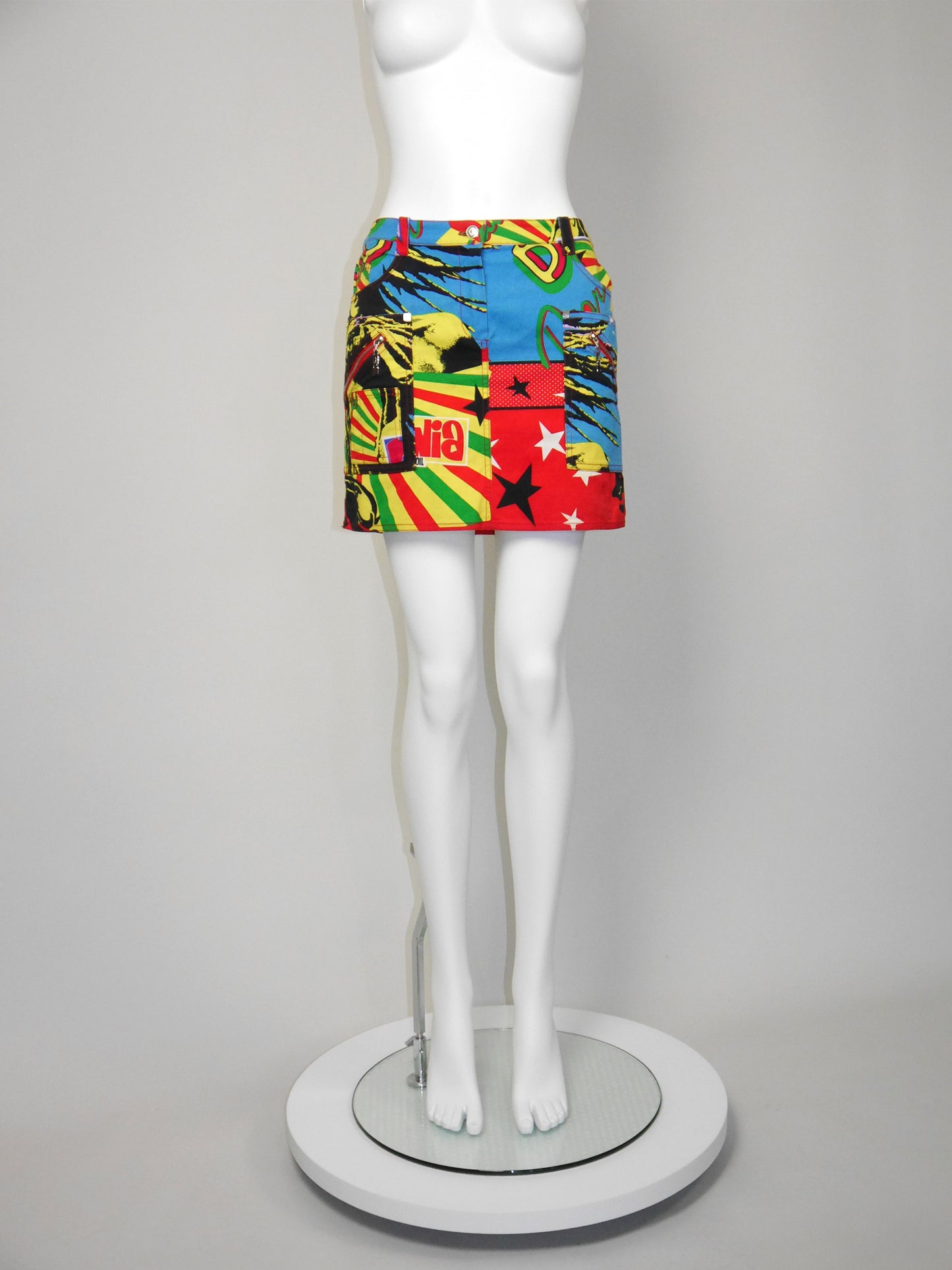 CHRISTIAN DIOR by John Galliano Spring 2004 Vintage Rasta Mania Bob Marley Mini Skirt Size S
