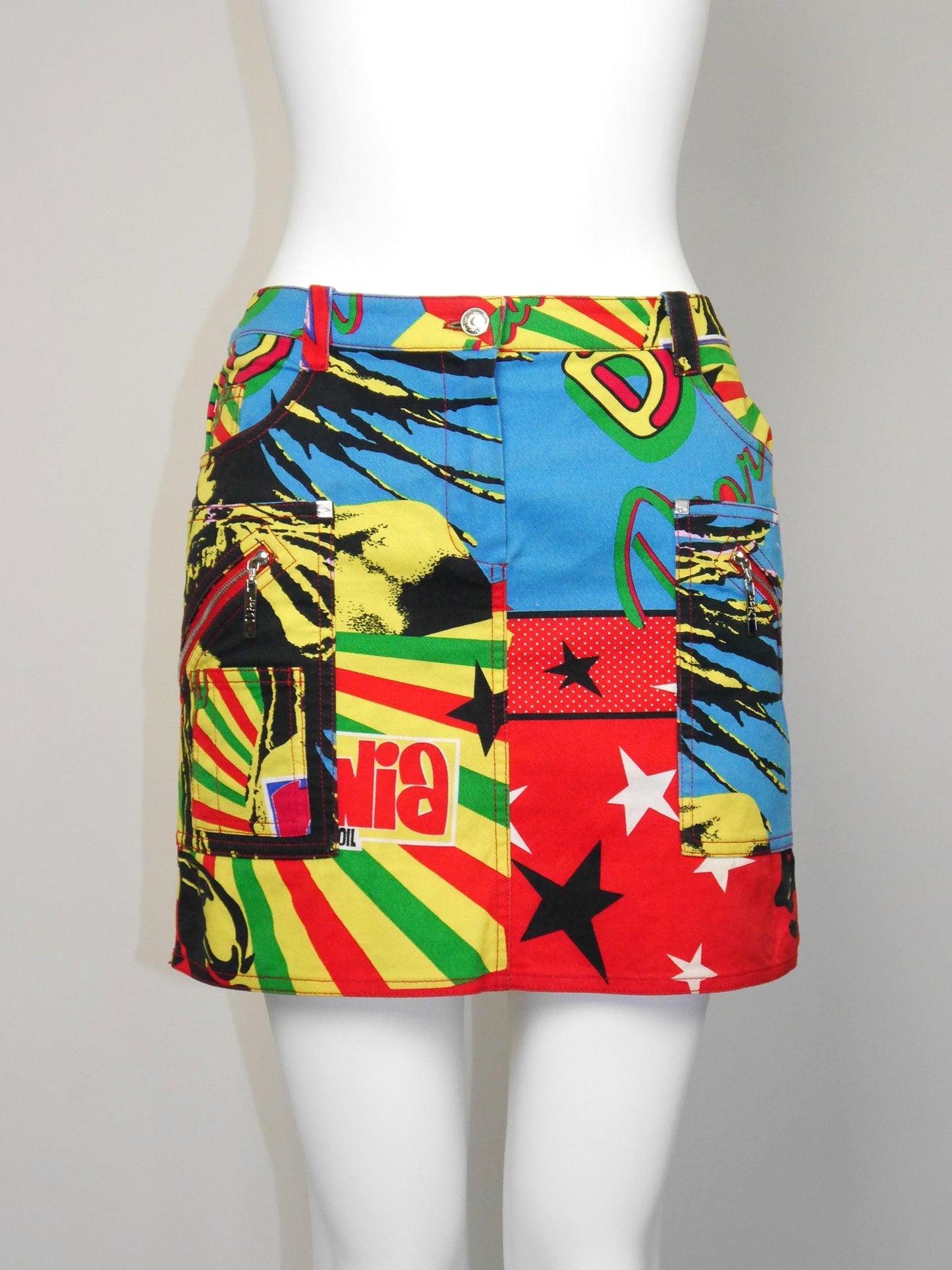 CHRISTIAN DIOR by John Galliano Spring 2004 Vintage Rasta Mania Bob Marley Mini Skirt Size S